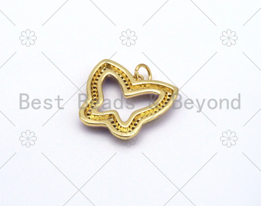 Colorful gold-filled enamel butterfly pendant, 20mm frame shape charm for jewelry making by Bestbeads&Beyond