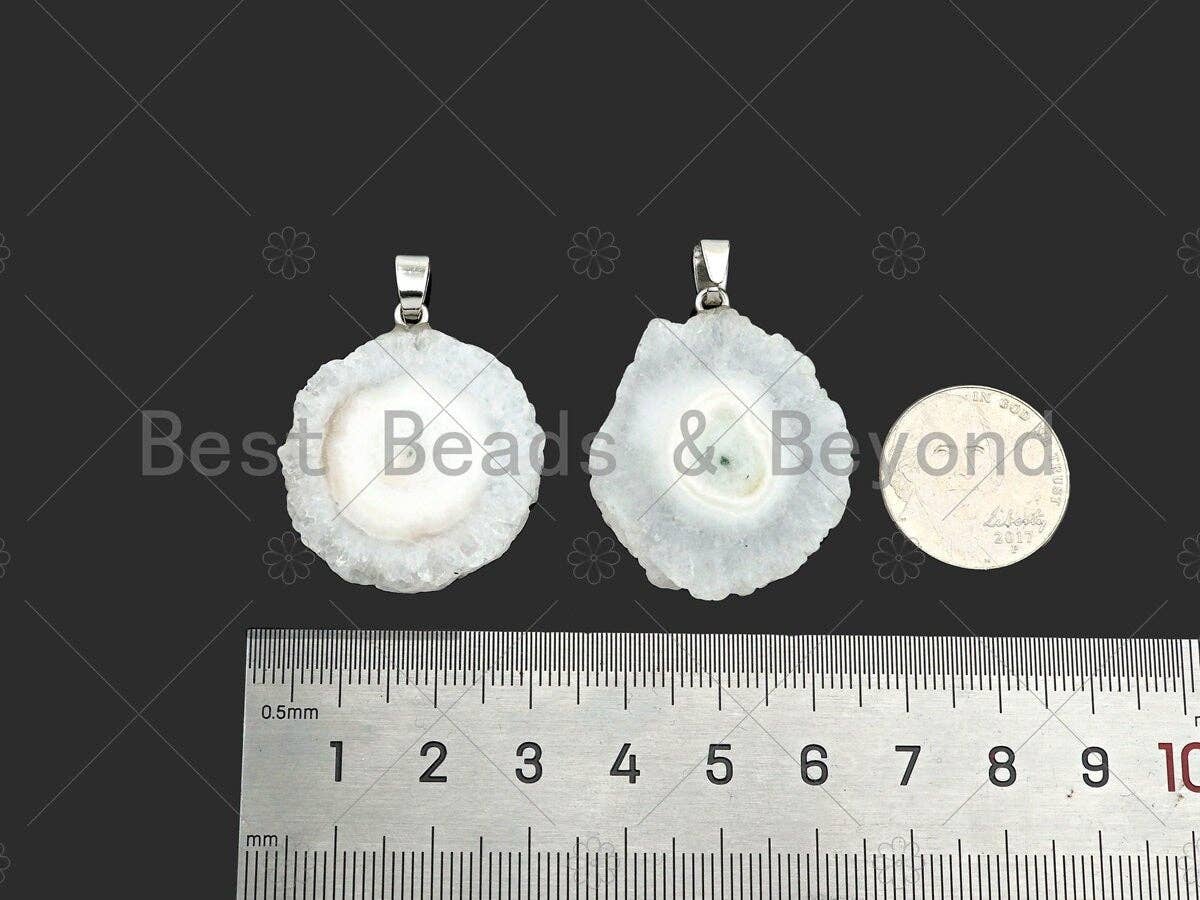 Natural druzy agate pendant with irregular white shape, 40mm, for necklaces, from Bestbeads & Beyond.