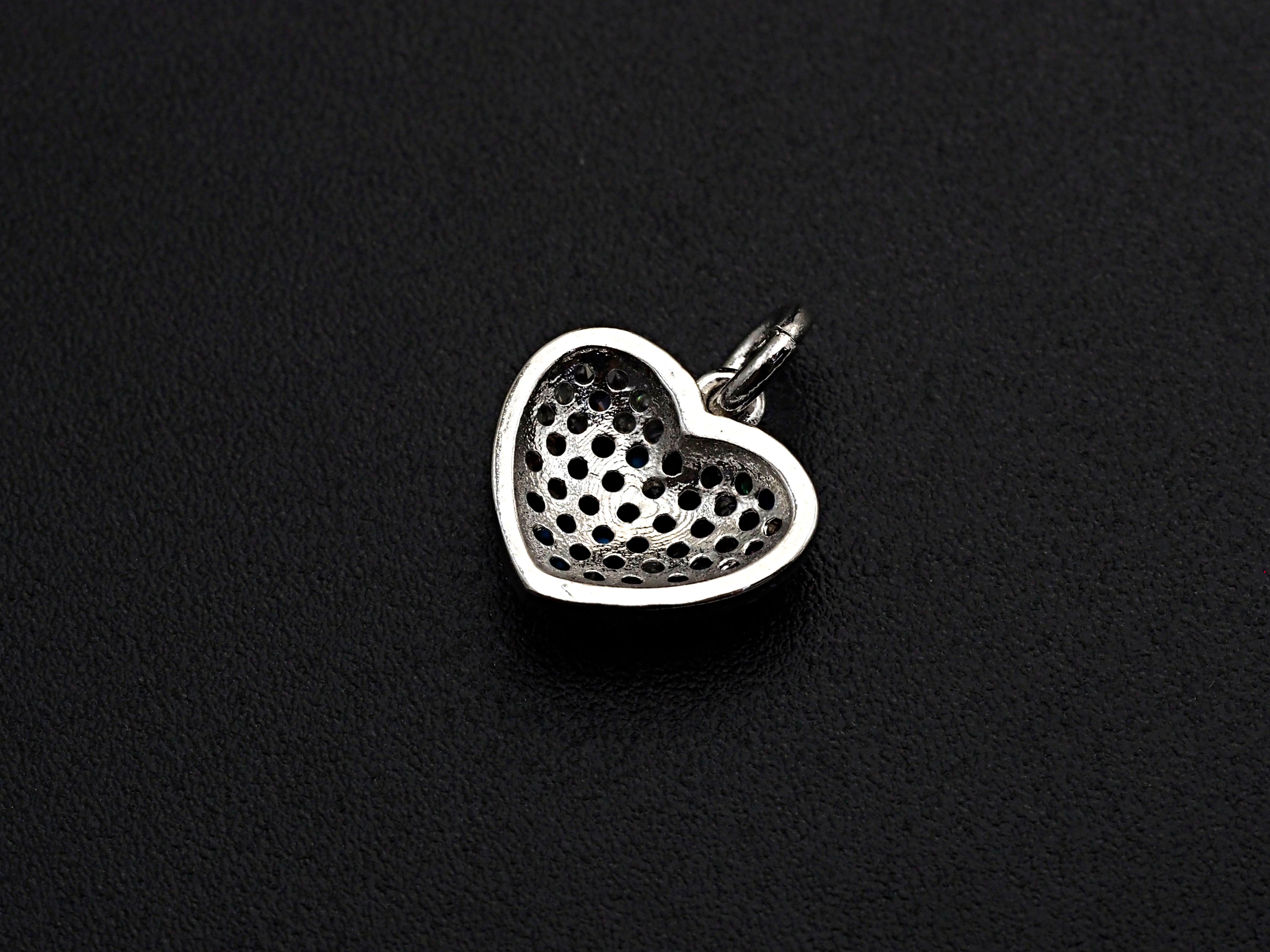Clorful CZ micro pave mini heart pendant in gold, rose gold, silver, or gunmetal plating, 10mm heart-shaped charm.