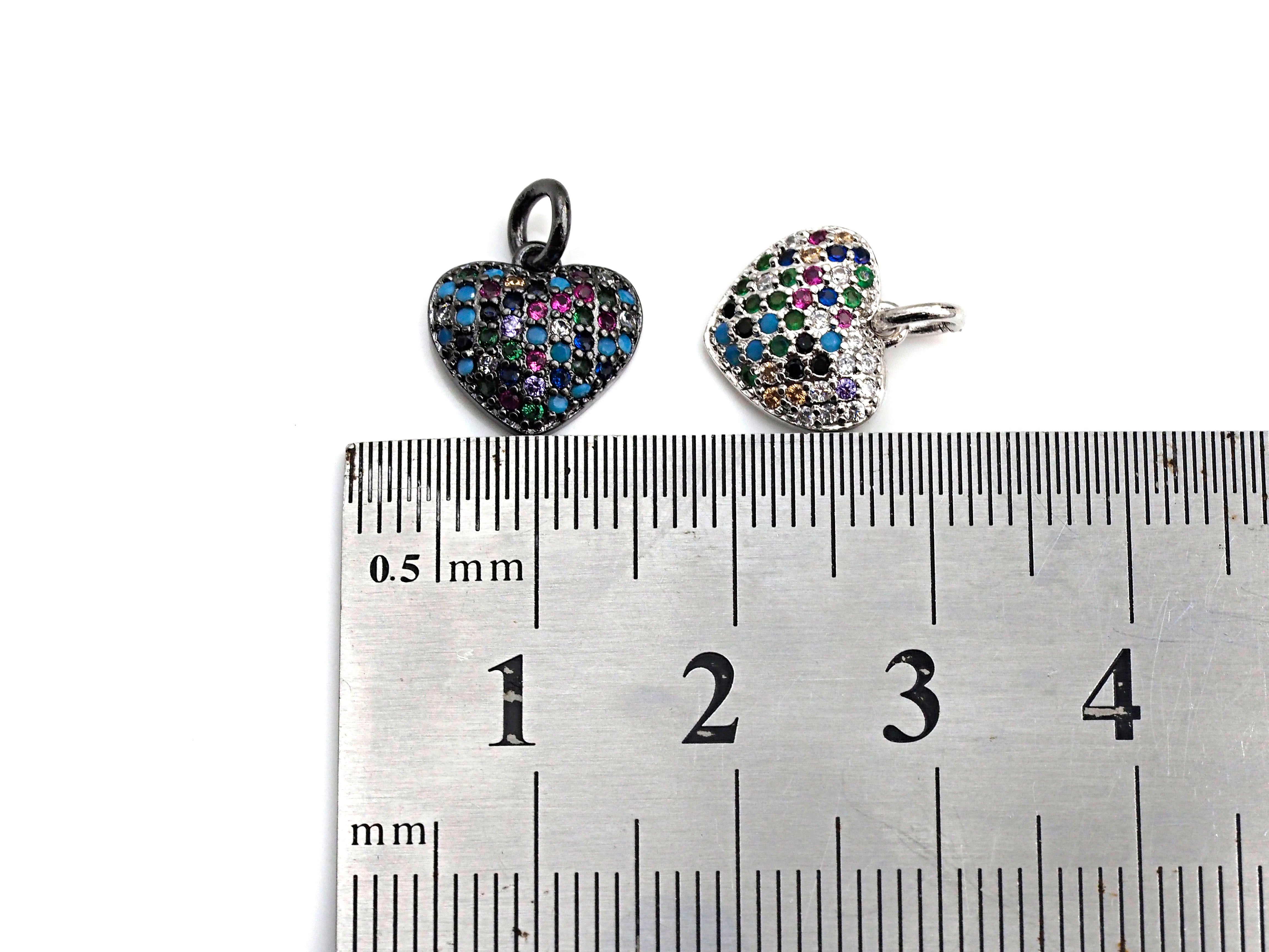 Clorful CZ Micro Pave Mini Heart Pendant in gold, rose gold, silver, or gunmetal plating, 10mm heart-shaped charm.