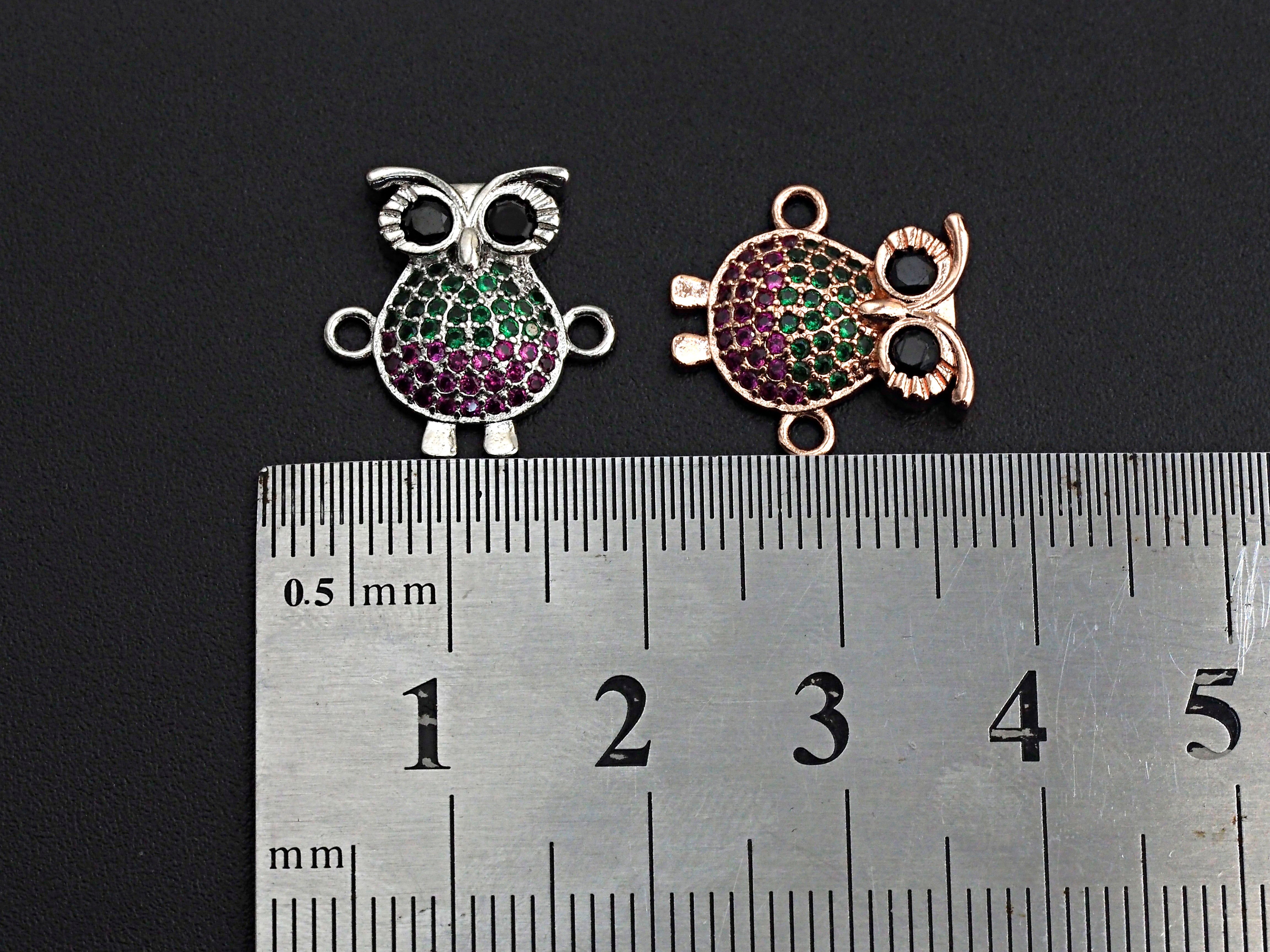Clorful CZ Micro Pave Owe Connector charm by Bestbeads&Beyond in gold, rose gold, silver, or gunmetal plating with intricate micro pave design.