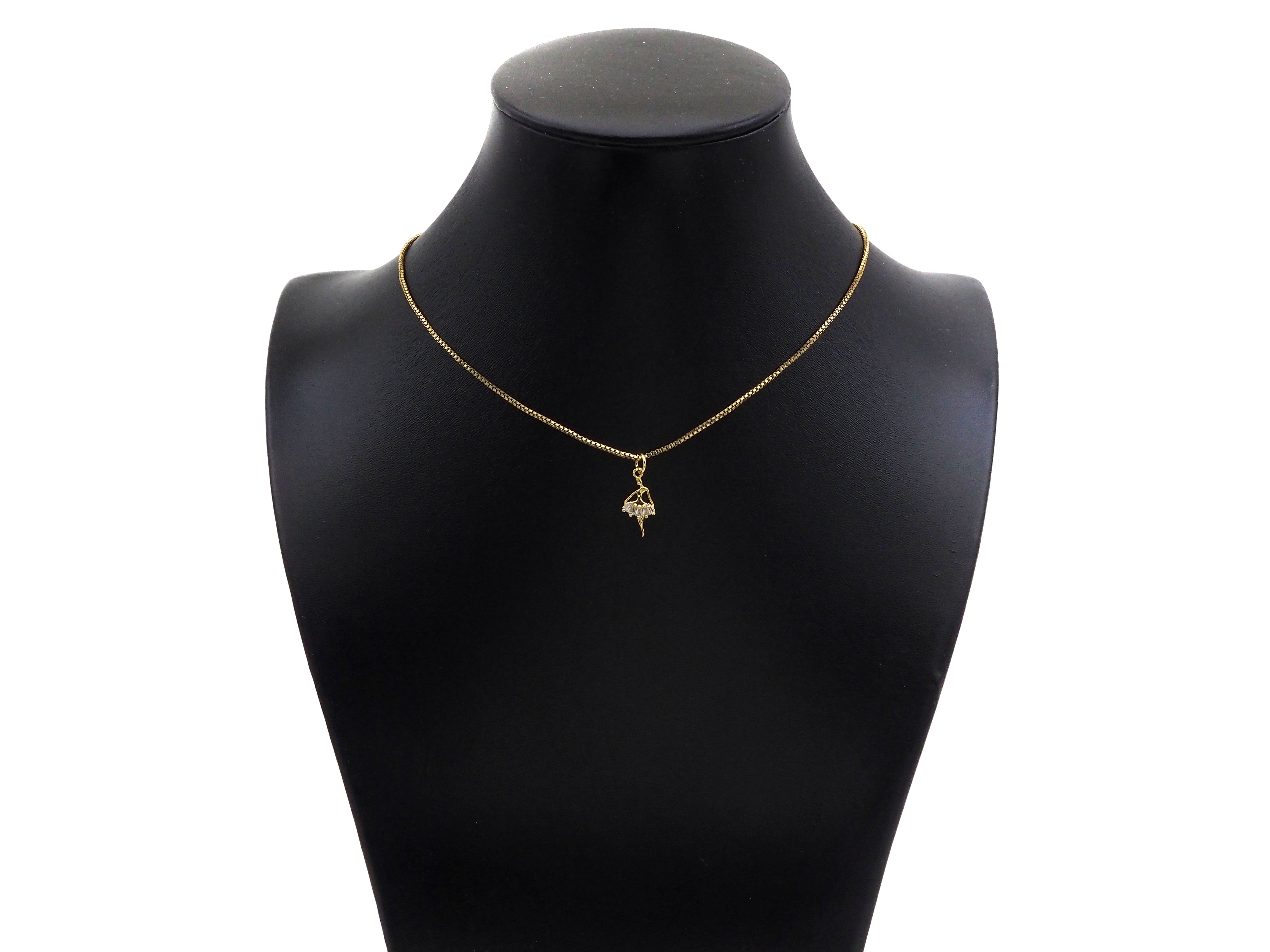 CZ Micro Pave Ballet Dancer Shape Pendant, 18K gold dancing girl charm for necklace or bracelet, 8x16mm, Bestbeads & Beyond.