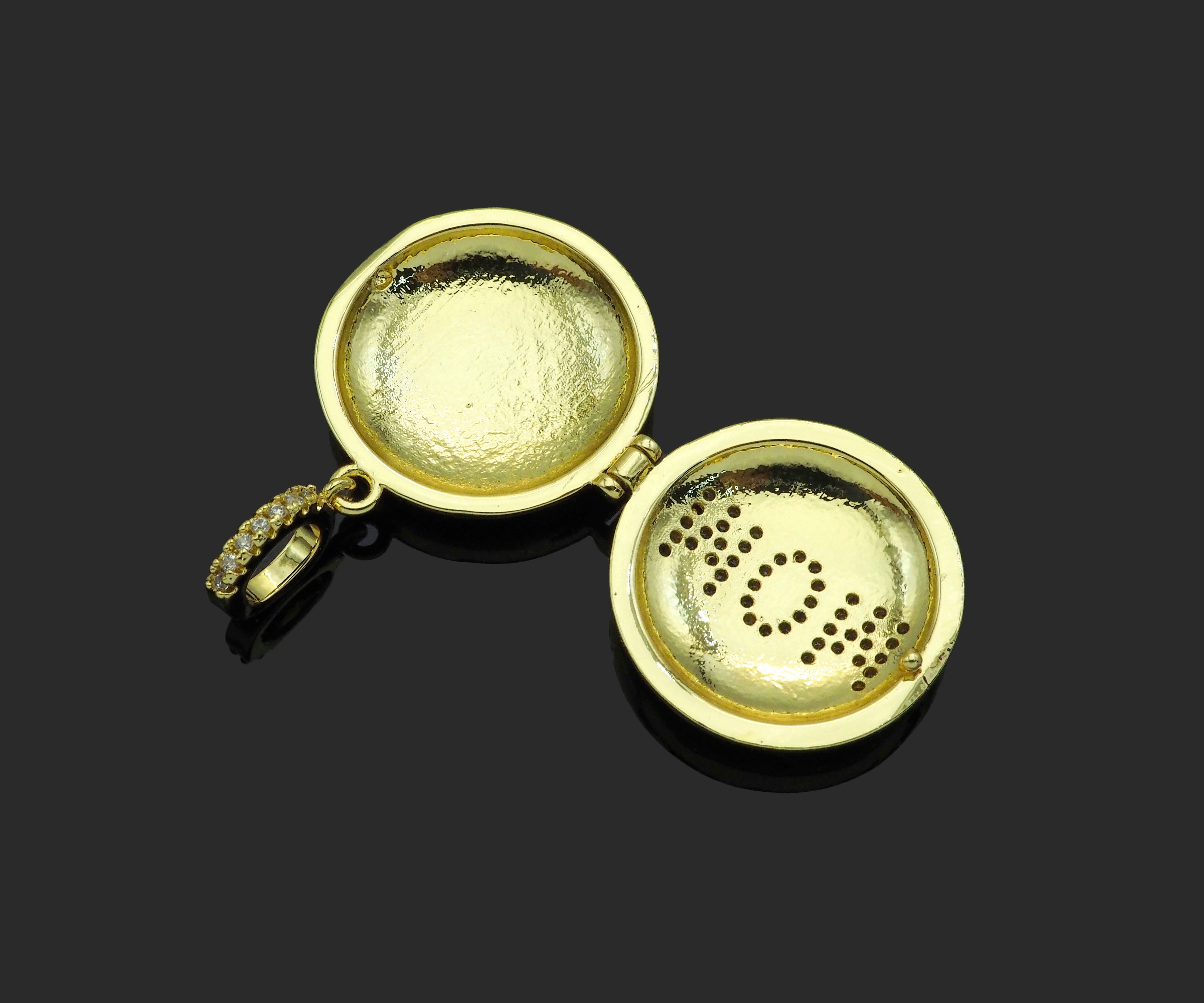 CZ Micro Pave Mom open-up round box-shaped pendant, 22x23mm, by Bestbeads&Beyond, featuring sparkling micro pave details.