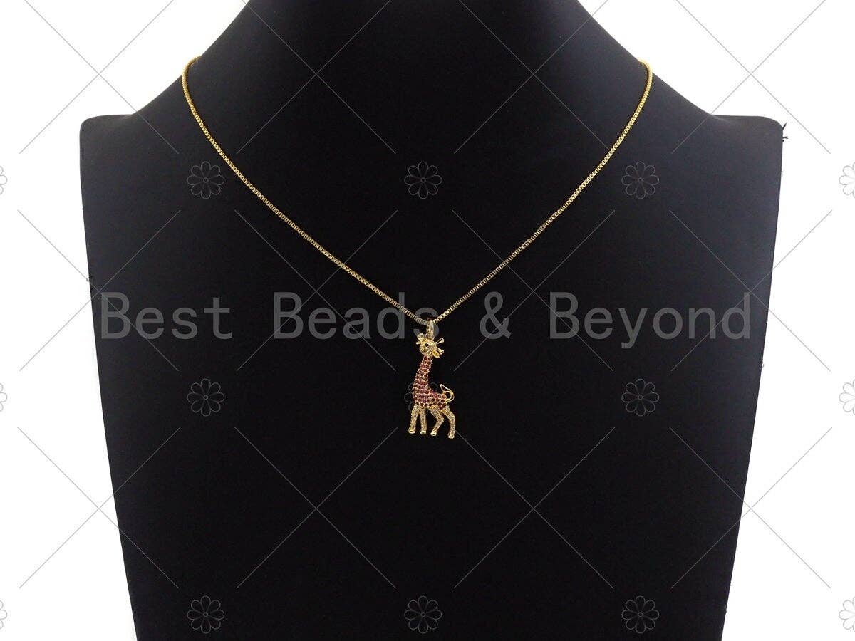 Fuchsia cubic zirconia giraffe charm for necklaces and bracelets, 14x30mm, from Bestbeads&Beyond.
