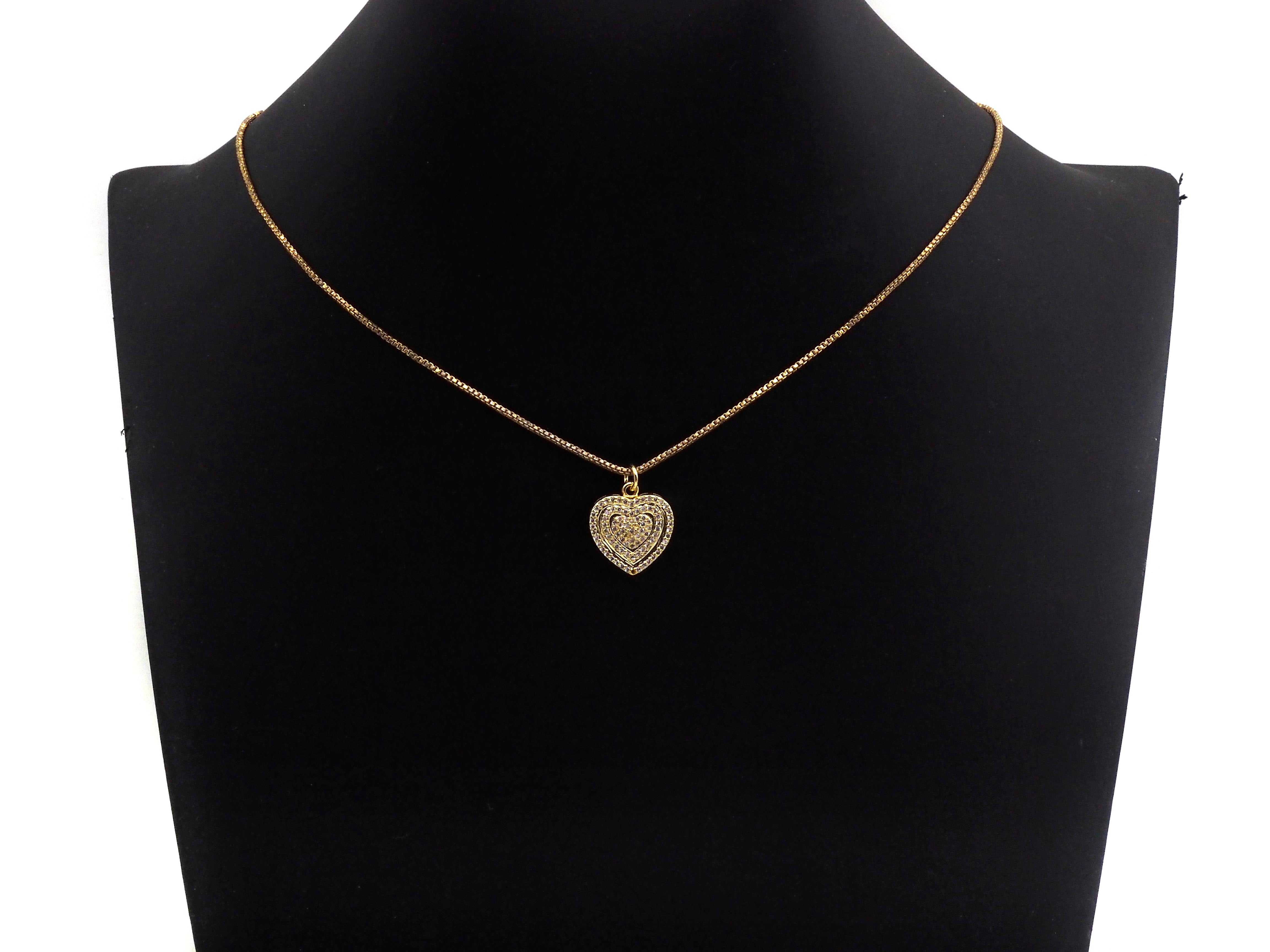 Gold CZ micro pave circled heart-shaped pendant charm, 15x22mm, from Bestbeads&Beyond featuring sparkling cubic zirconia.