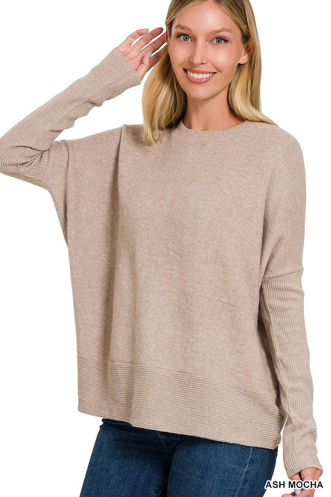 Brushed Melange Hacci Dolman Sleeve Sweater - Practical Magic Store