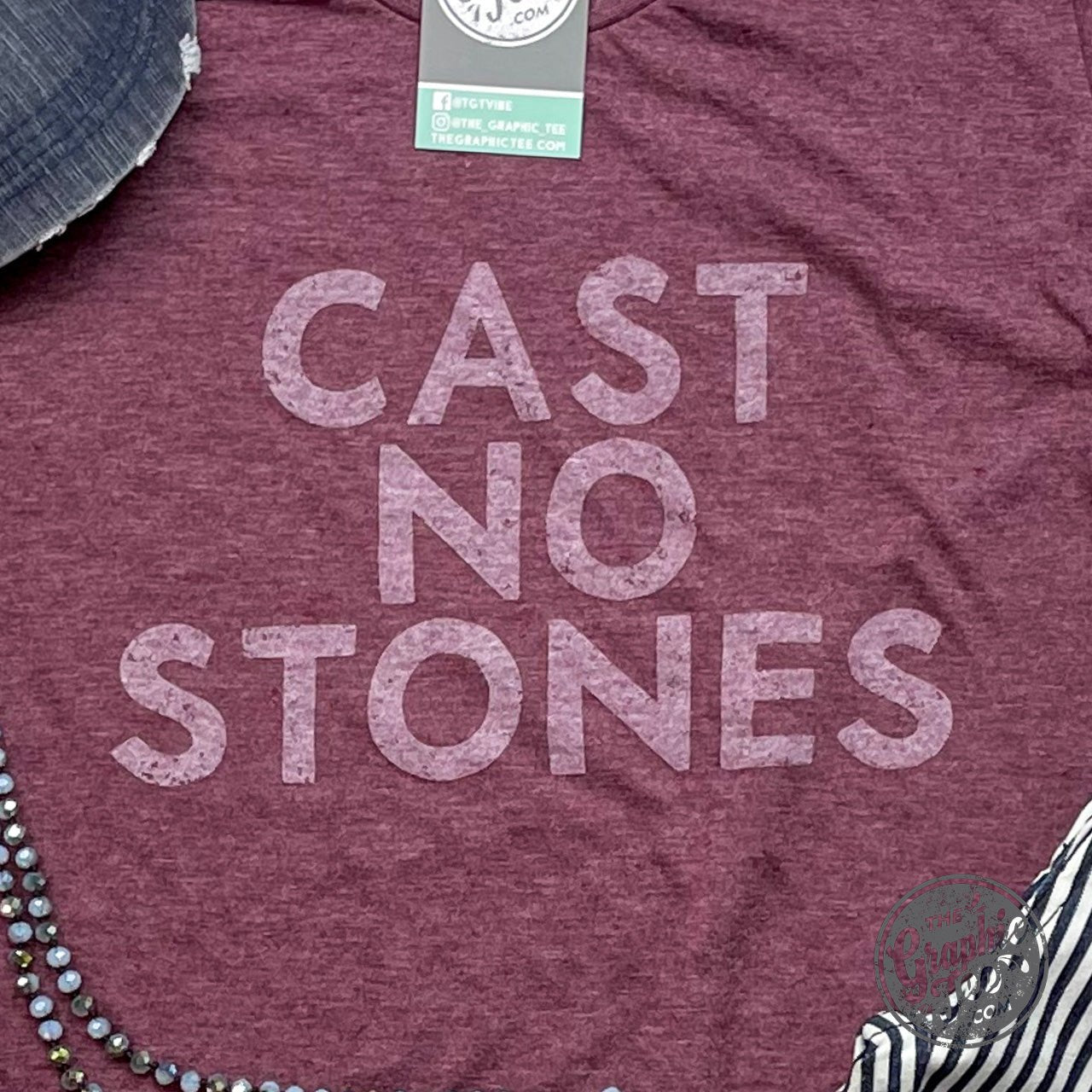 Heather Burgundy short sleeve graphic tee by The Graphic Tee, featuring a casual design and comfortable fit.
