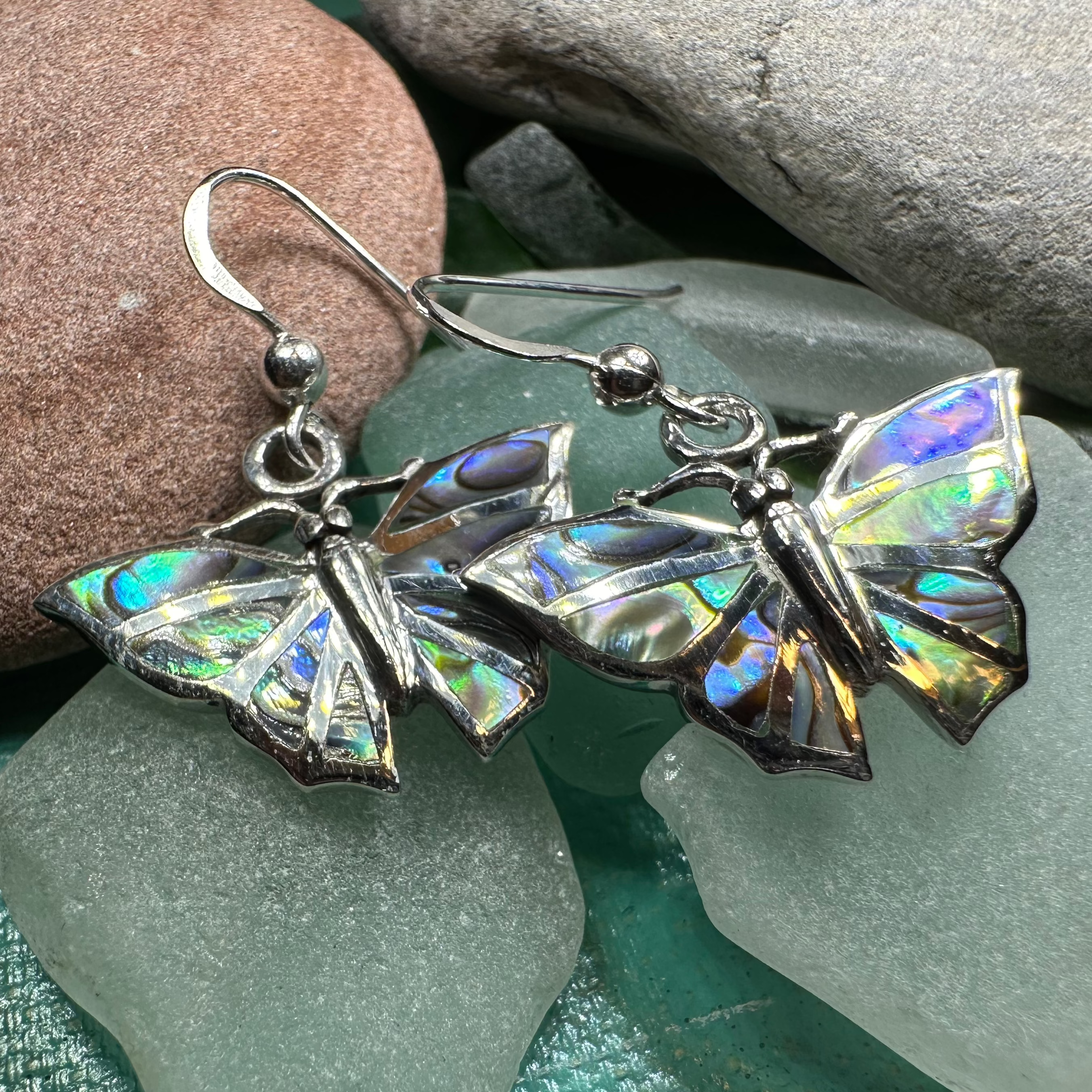 Celtic Crystal Design Jewelry Josseline Butterfly Dangle Earrings with intricate butterfly and crystal details, silver-tone finish