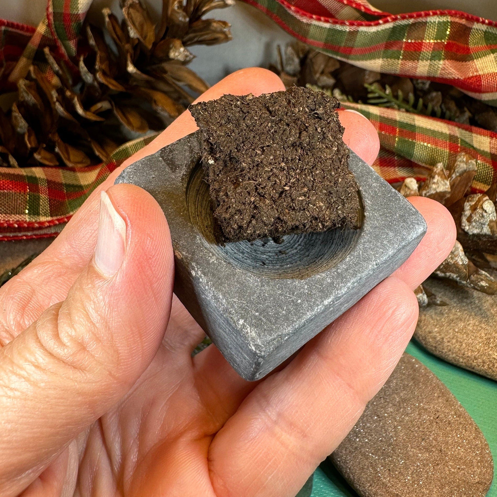 Scottish Cottage Turf Incense Burner by Celtic Crystal Design Jewelry, decorative ceramic gift with intricate Celtic patterns.
