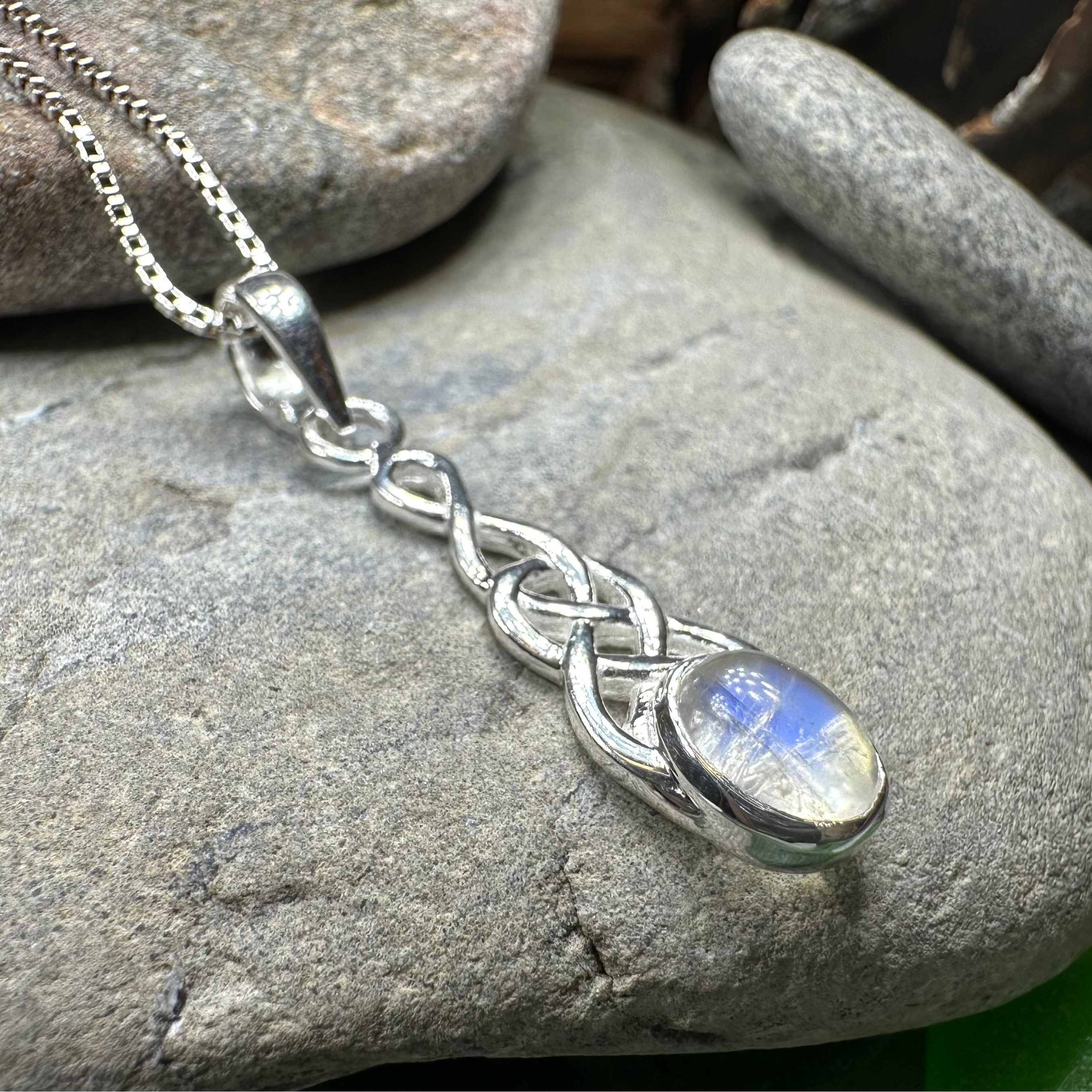 Dublin Celtic Knot necklace pendant by Celtic Crystal Design Jewelry featuring intricate Celtic knotwork on a silver chain.
