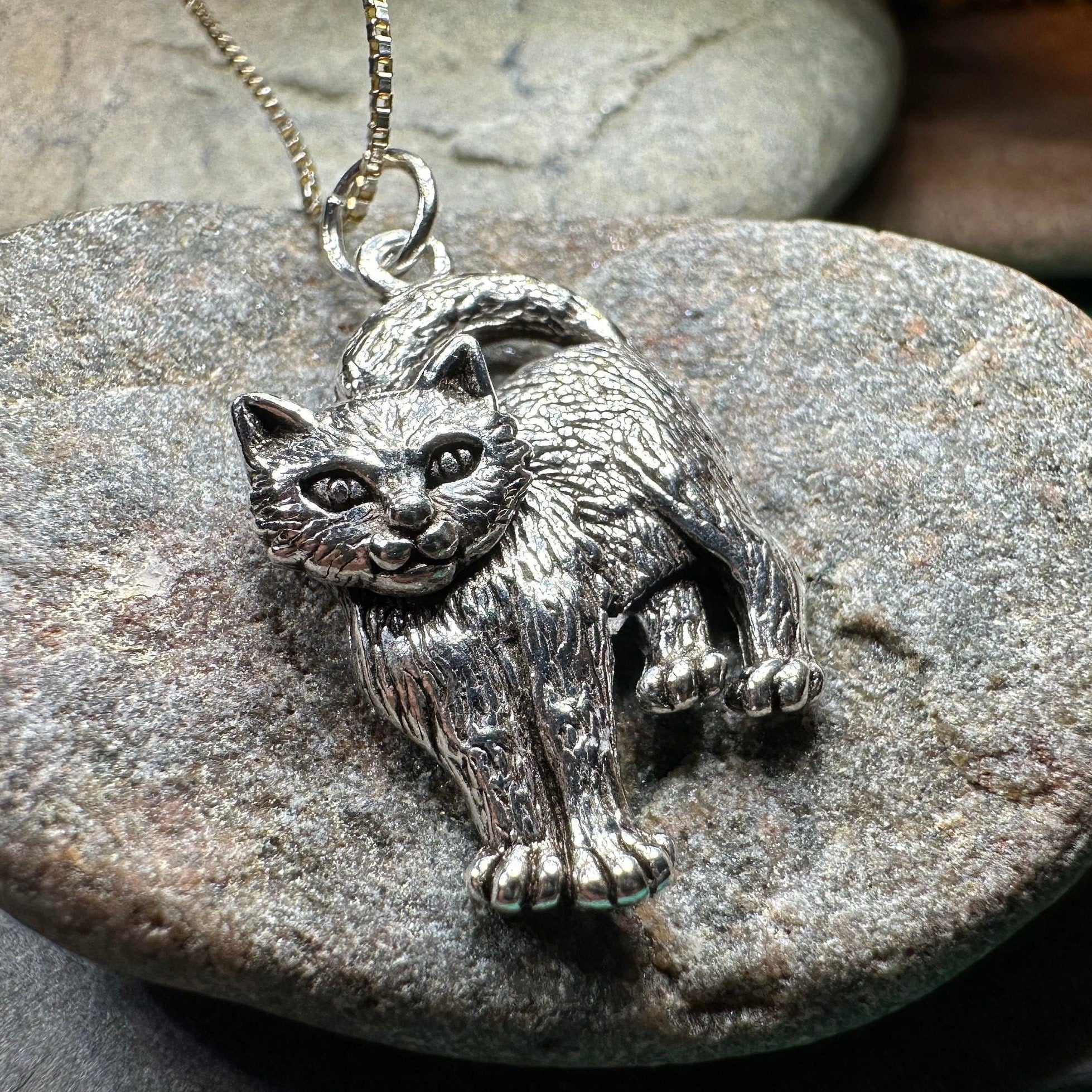 Celtic Crystal Design Jewelry Josie Cat pendant necklace featuring intricate Celtic-inspired crystal detailing.