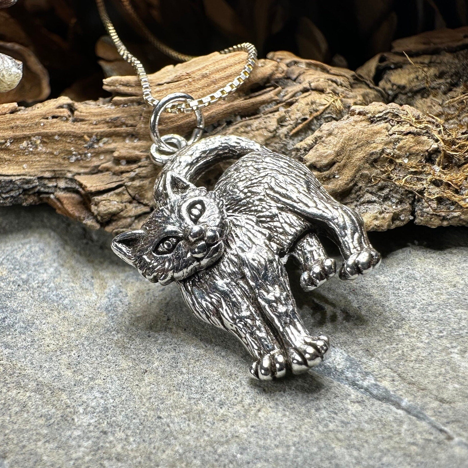 Celtic Crystal Design Jewelry Josie Cat Pendant Necklace featuring a detailed cat-shaped pendant in sparkling crystal.