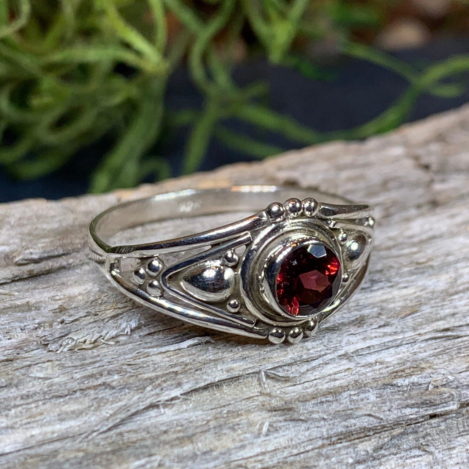 Klarina Celtic Ring by Celtic Crystal Design Jewelry featuring an amethyst gemstone and intricate Celtic knot detailing.