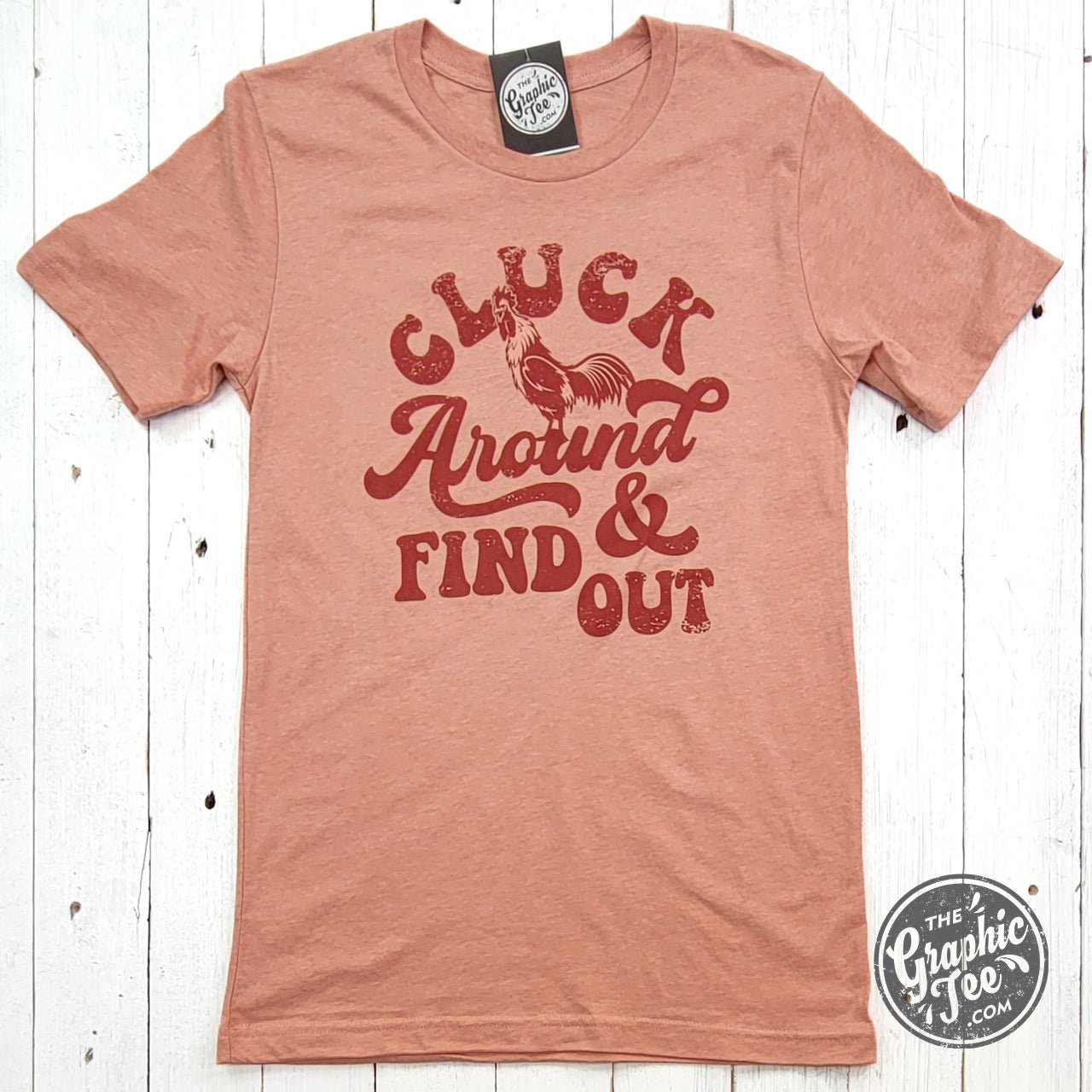 Heather Sunset short sleeve graphic tee by The Graphic Tee featuring a playful rooster design and casual fit.