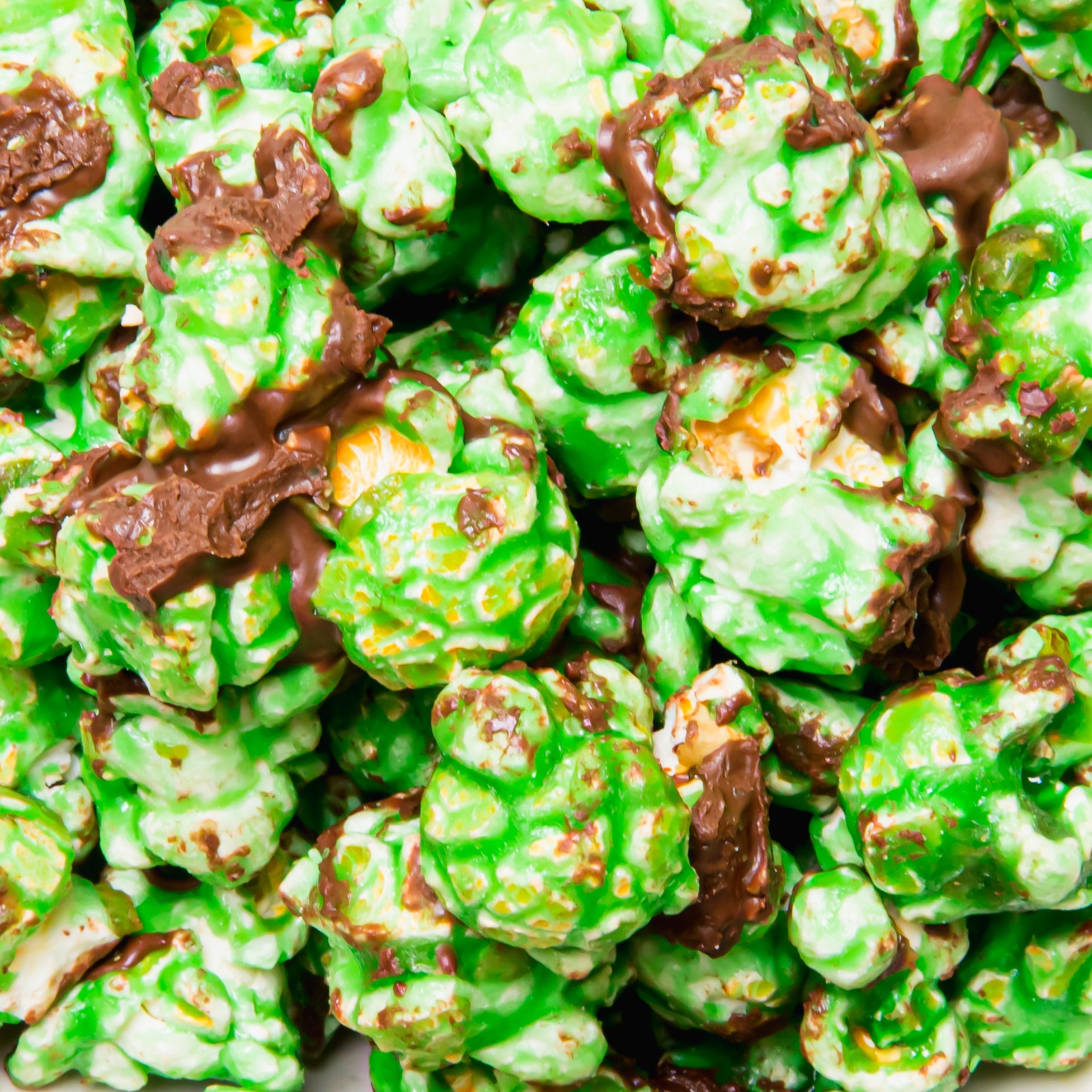 Chocolate mint popcorn from Colorado Popcorn Company in a 5 oz bag, with chocolate-coated popcorn sprinkled with mint flavor.