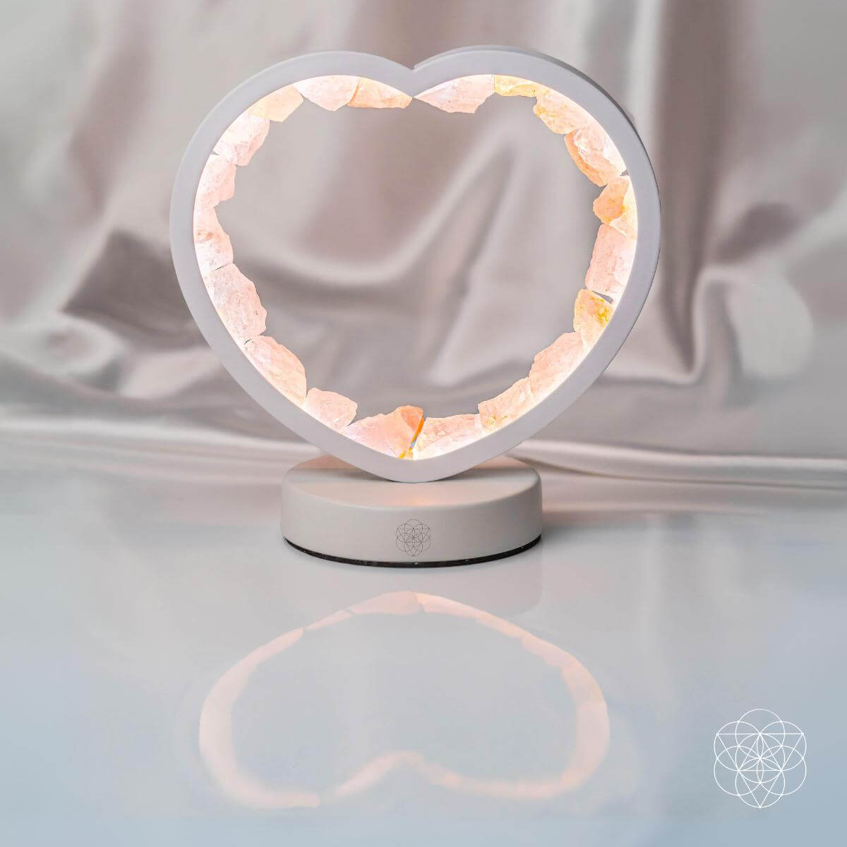 Rose Quartz Heart Lamp night light from Conscious Items, featuring a love magnet design with a soft, glowing rose quartz heart.
