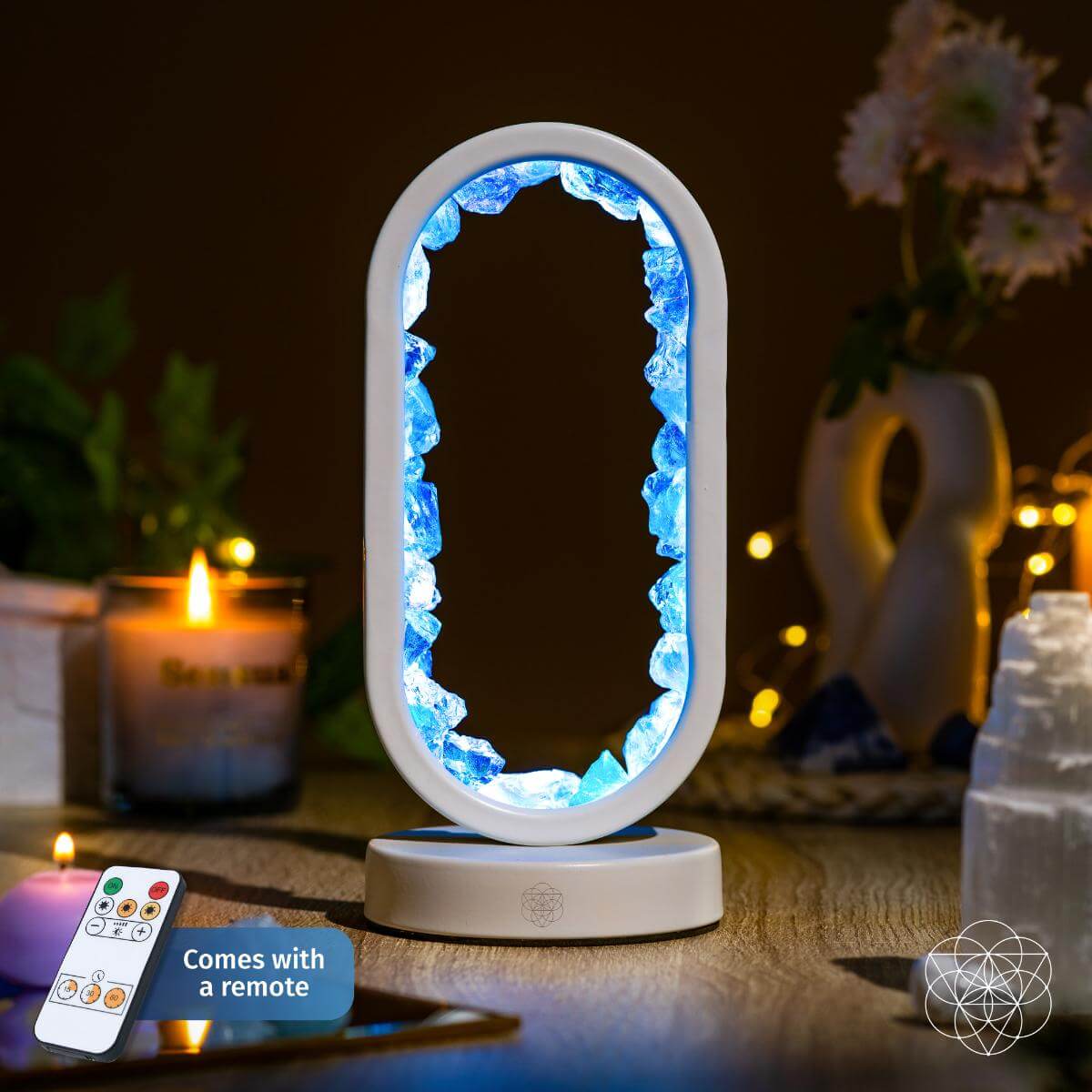 Clear quartz night light titled "Manifest Success" by Conscious Items, featuring a sleek lamp design for achievement and positive energy.