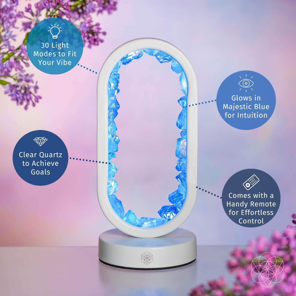 Clear Quartz night light from Conscious Items titled Manifest Success, featuring a sleek design for positive achievement energy.