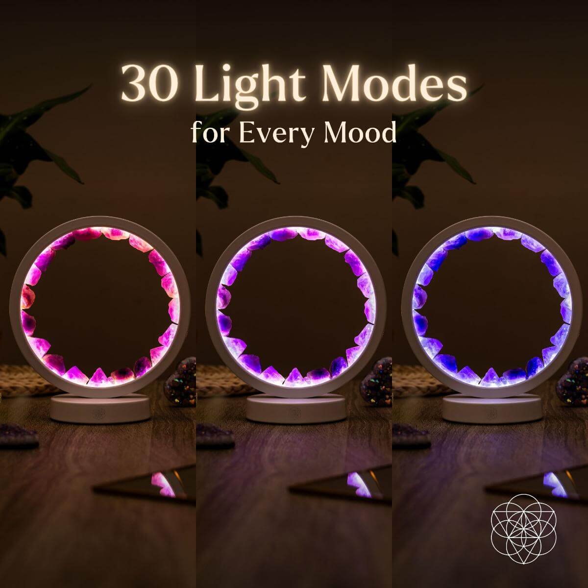 Conscious Items amethyst healing night light emitting soft purple glow for relaxation and better sleep.