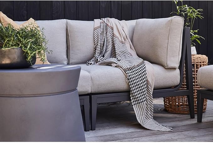 CozyNest Decor outdoor bug shield throw blanket with striped plaid design, lightweight insect-repellent camping, picnic, and beach blanket.