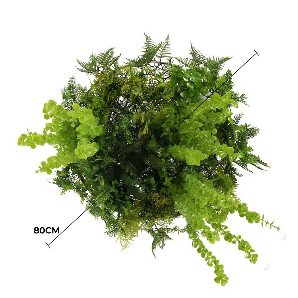 Imitation gold artificial hanging green wall disc, 32 inches, UV resistant, Designer Plants USA, decorative hanging foliage.