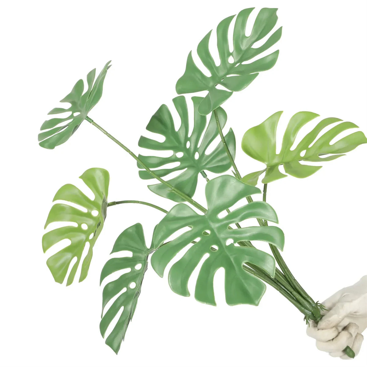 Artificial Monstera Split Leaf Philodendron stem, 24 inches, UV resistant, perfect for hanging plants or decorative greenery.