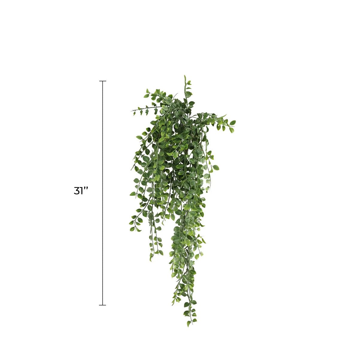Set of 10 artificial hanging pearl garland bushes in dark green, UV resistant, fire-rated, 7.8x31 inches, from Designer Plants USA.