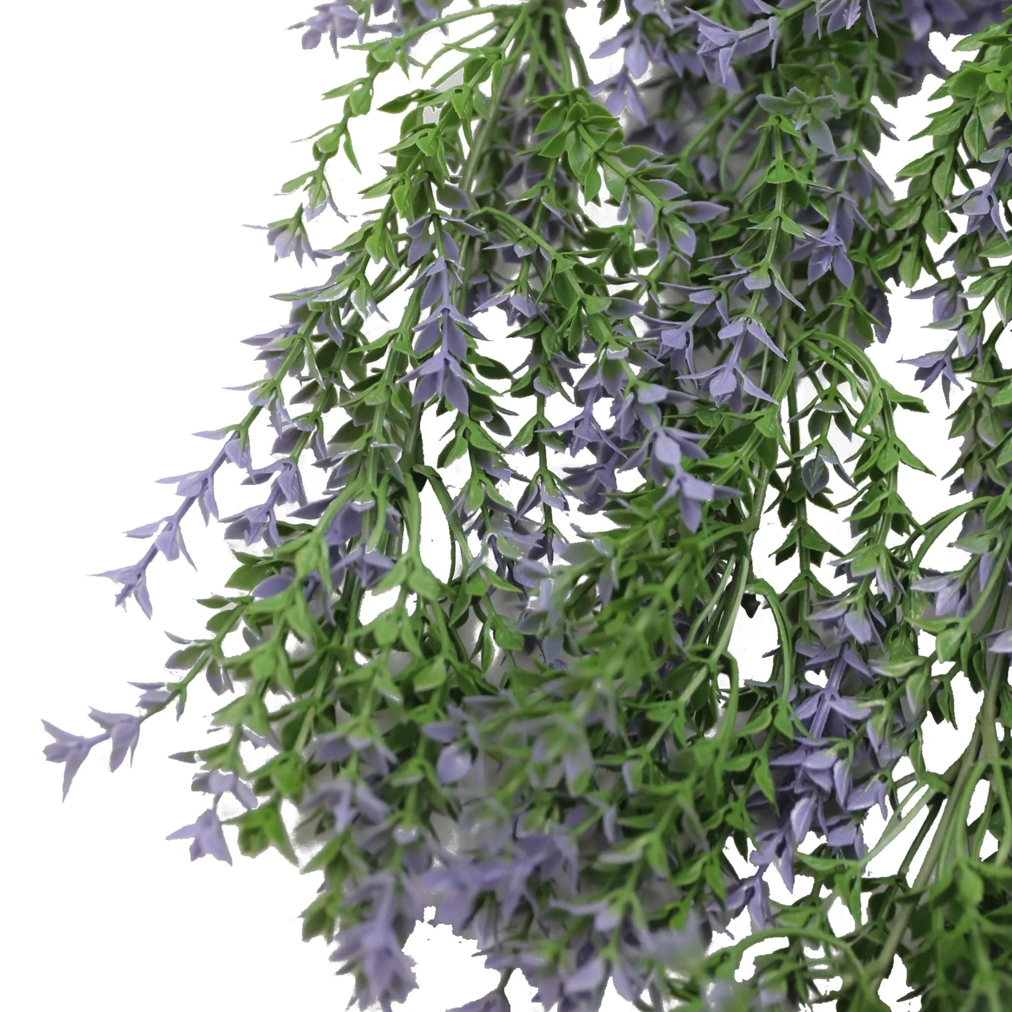 Artificial purple and green willow leaf garland hanging bush, UV resistant, 7.8x30 inches, fire-rated for indoor or outdoor decor.