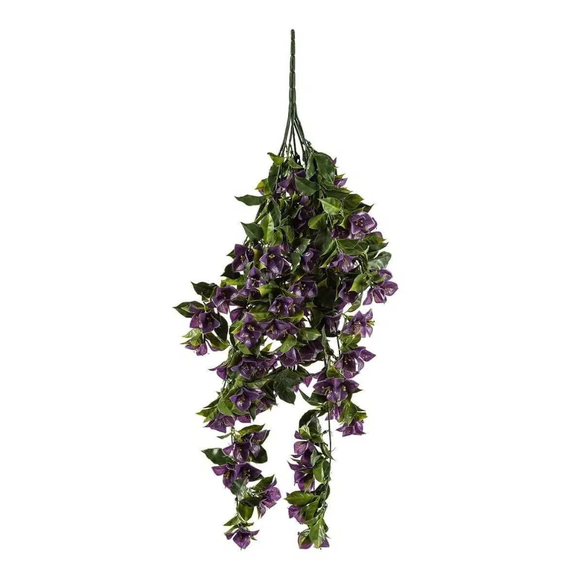 Set of 5 purple bougainvillea artificial hanging plants, 35 inches tall, UV resistant, designed for outdoor decorative use.