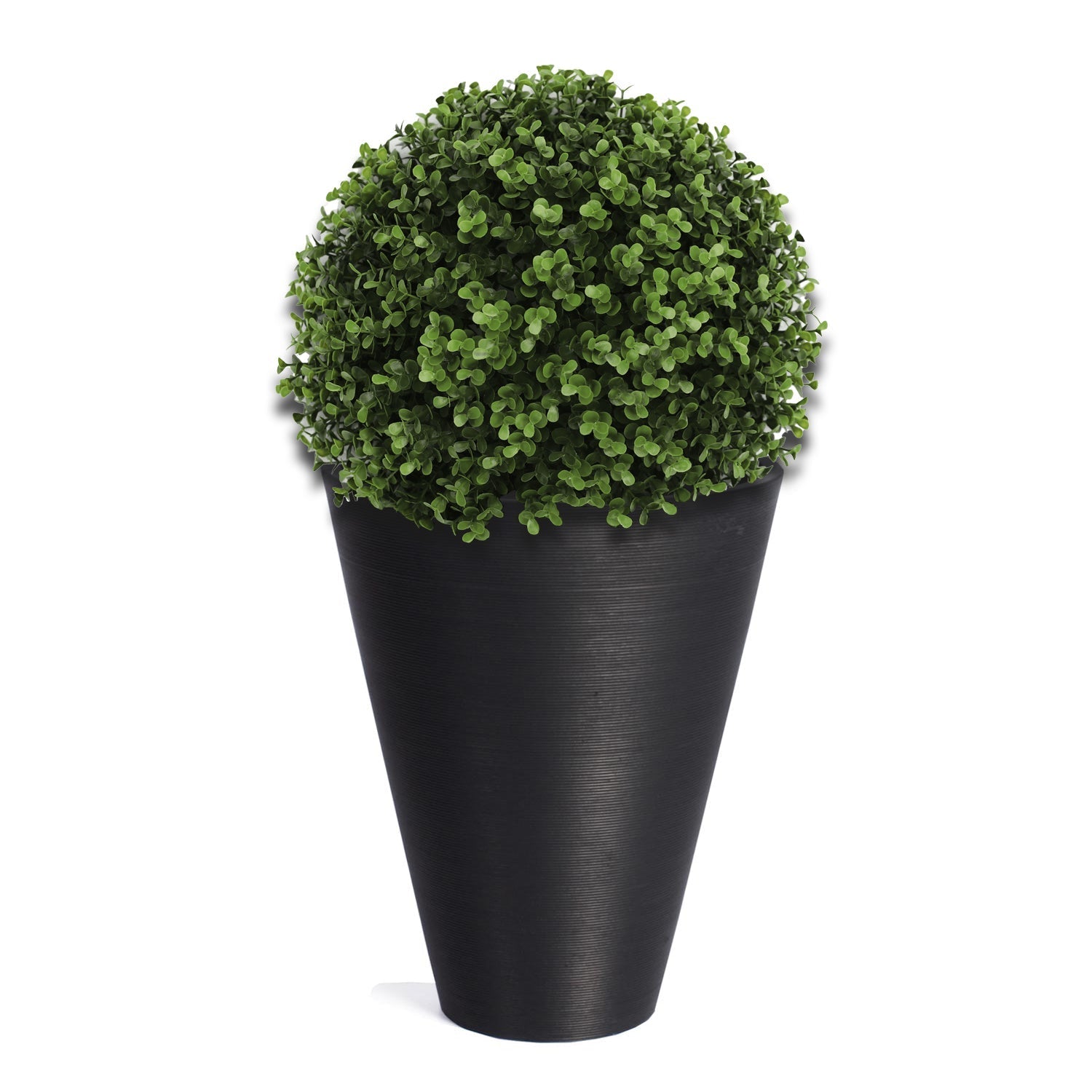Set of two 17-inch dark boxwood artificial topiary balls from Designer Plants USA, UV resistant, natural-looking greenery.