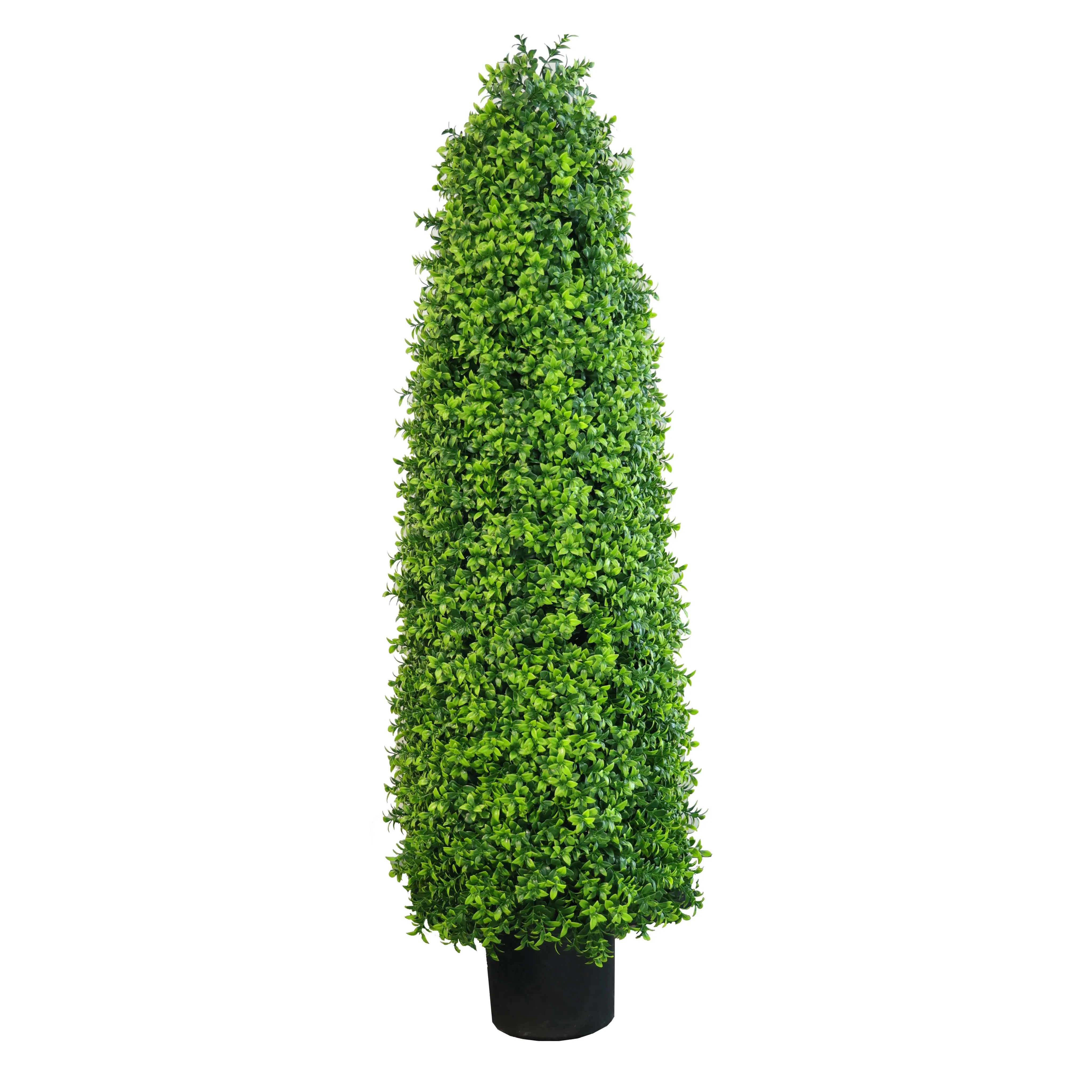 Artificial Bright Buxus Tree by Designer Plants USA, 47.2 inches tall, potted, UV resistant, lush green foliage for indoor or outdoor use.
