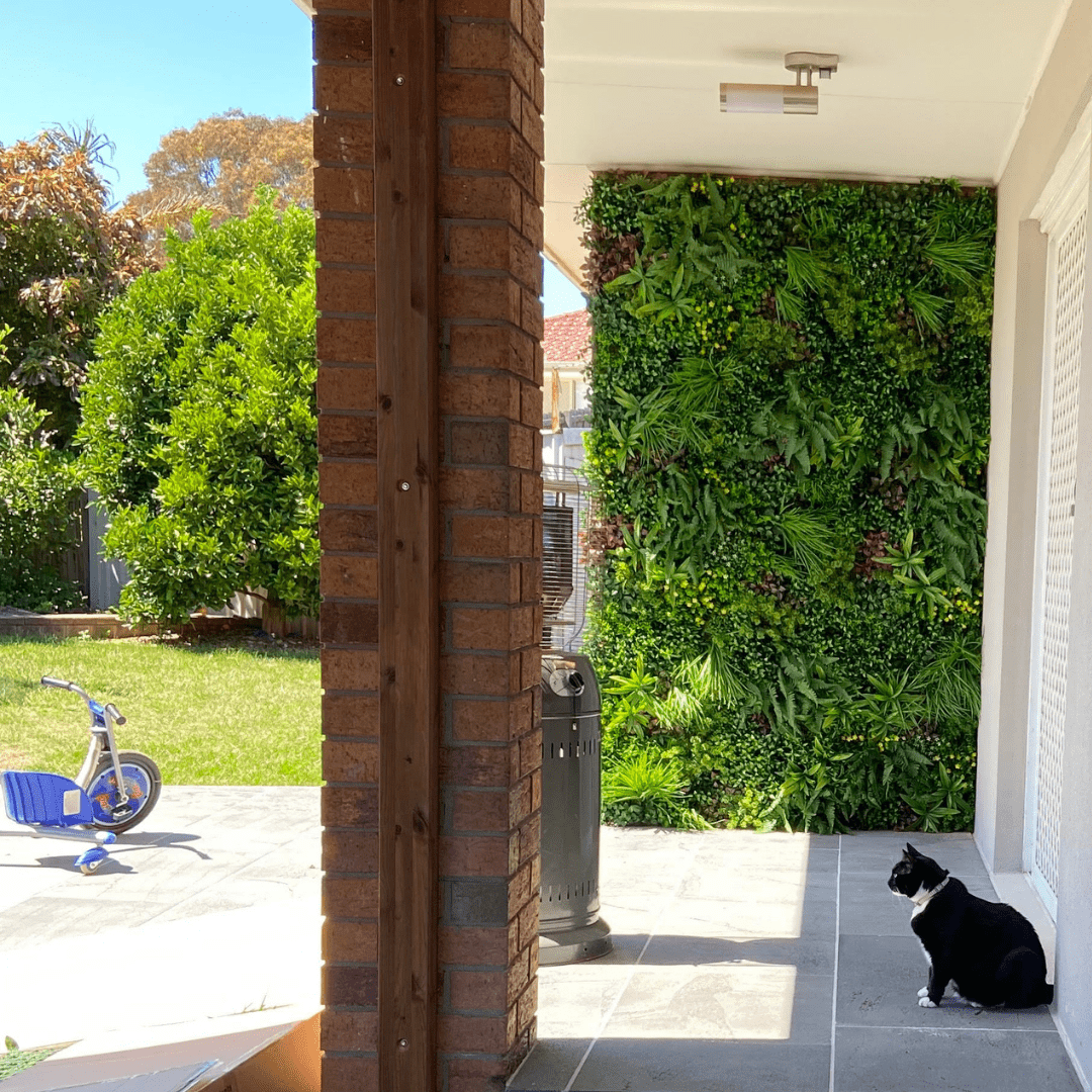 Country Fern artificial vertical garden wall panel by Designer Plants USA, UV-resistant green wall for indoor or outdoor use.