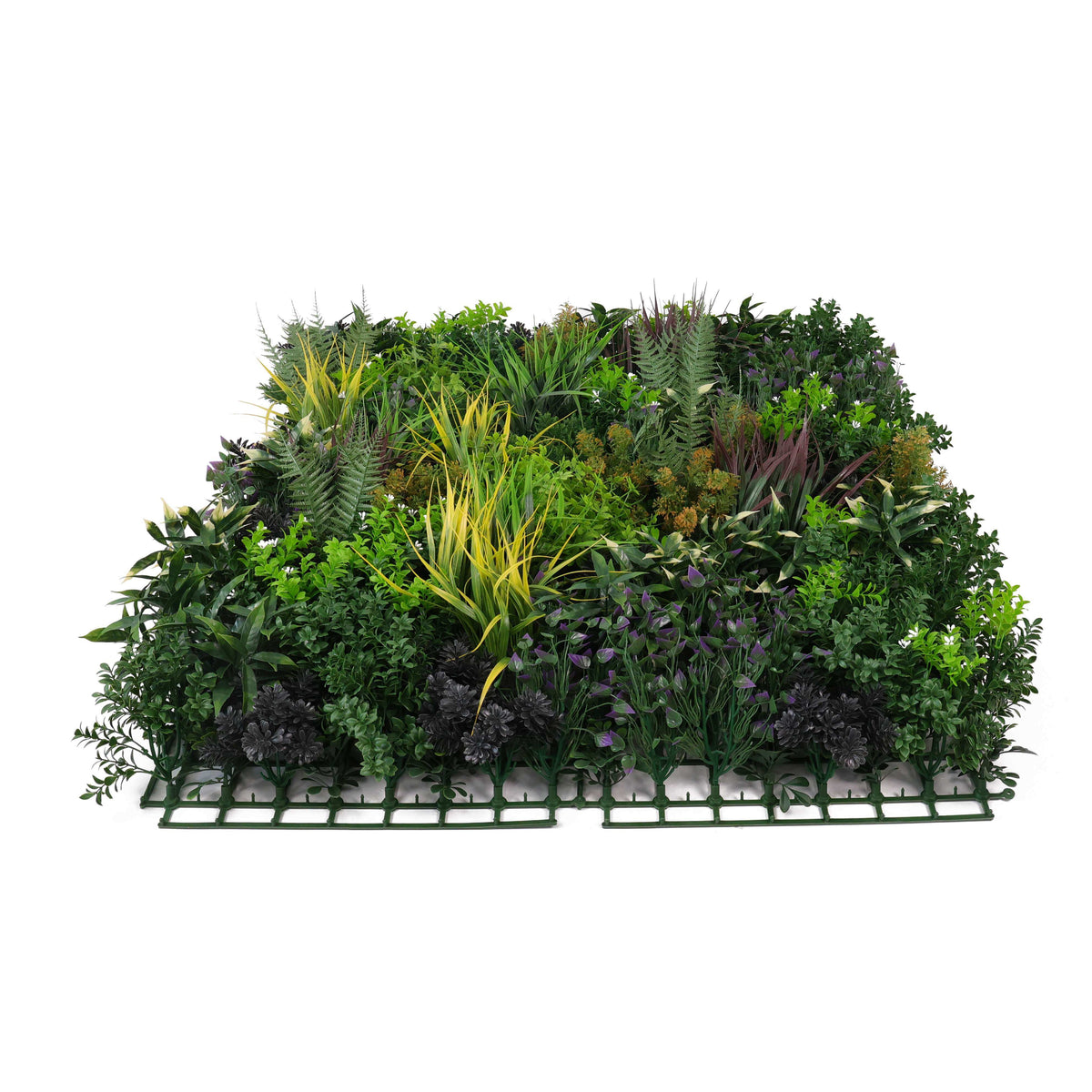 Artificial floral fusion vertical garden green wall panel by Designer Plants USA, UV resistant living wall with lush greenery.