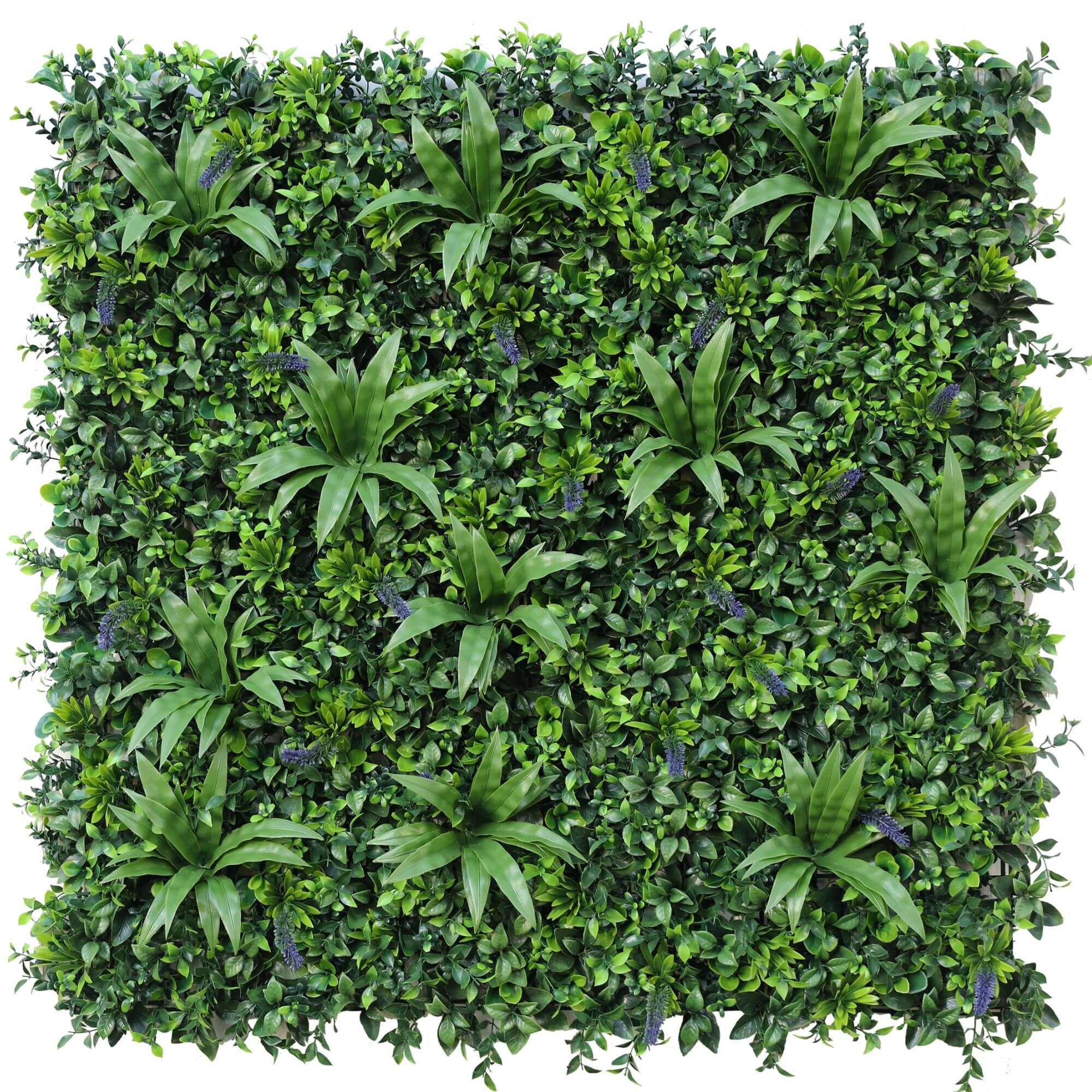 Artificial lavender field vertical garden panel by Designer Plants USA, UV-resistant living wall with realistic lavender flowers.