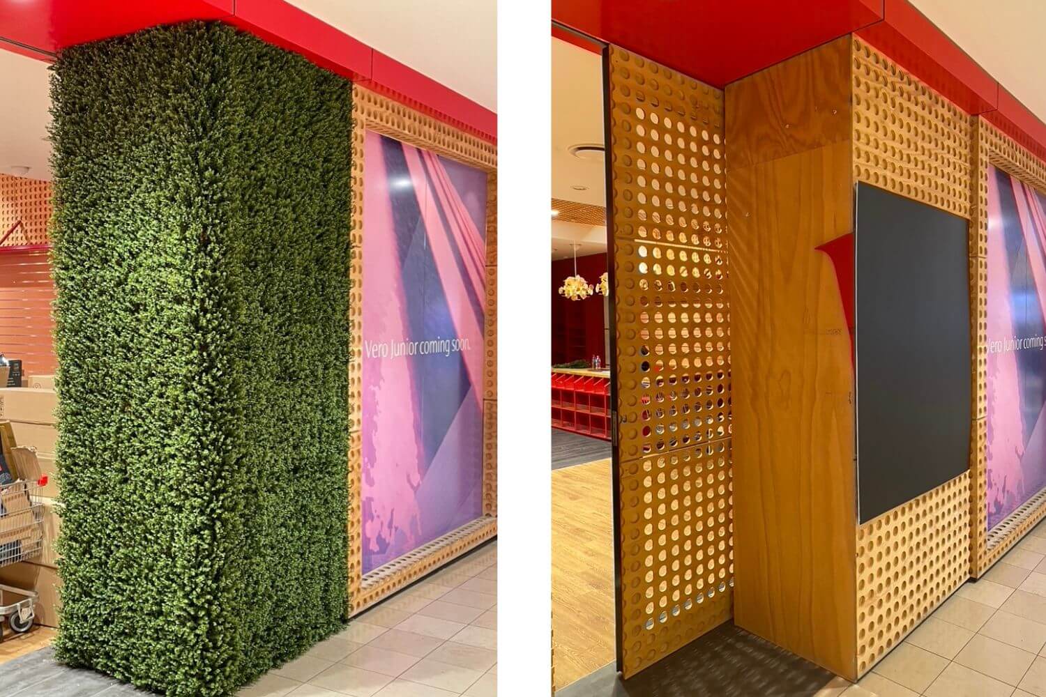 Artificial boxwood hedge panel for living walls, 40x40 inches, UV resistant, commercial grade green wall by Designer Plants USA.