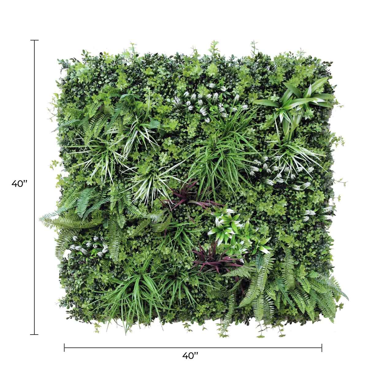 Luxury tropical vista artificial vertical garden panel by Designer Plants USA, UV resistant green wall for living wall installations.