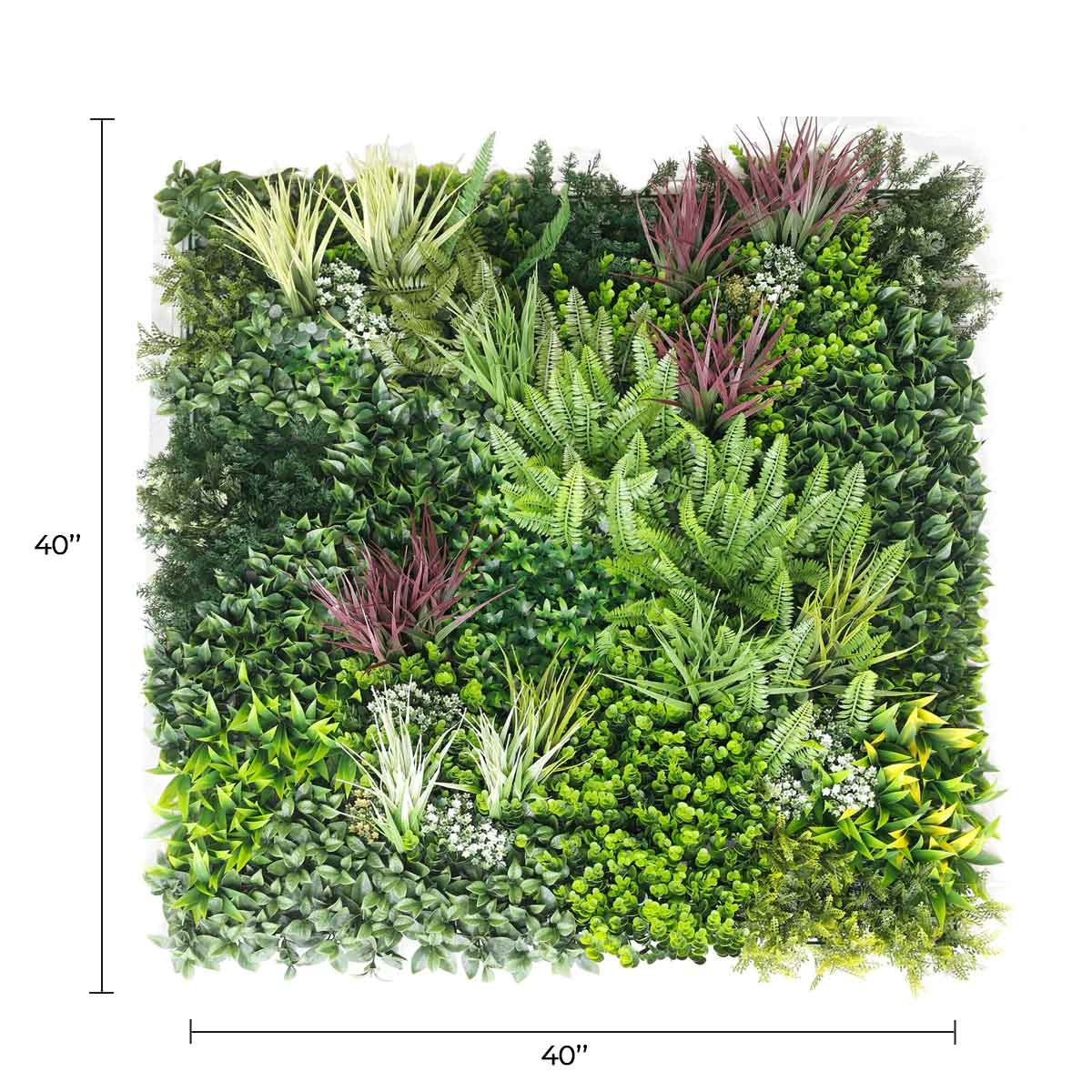 Artificial vertical garden wall panel by Designer Plants USA, 40x40 inches, UV resistant, ideal for urban living walls.