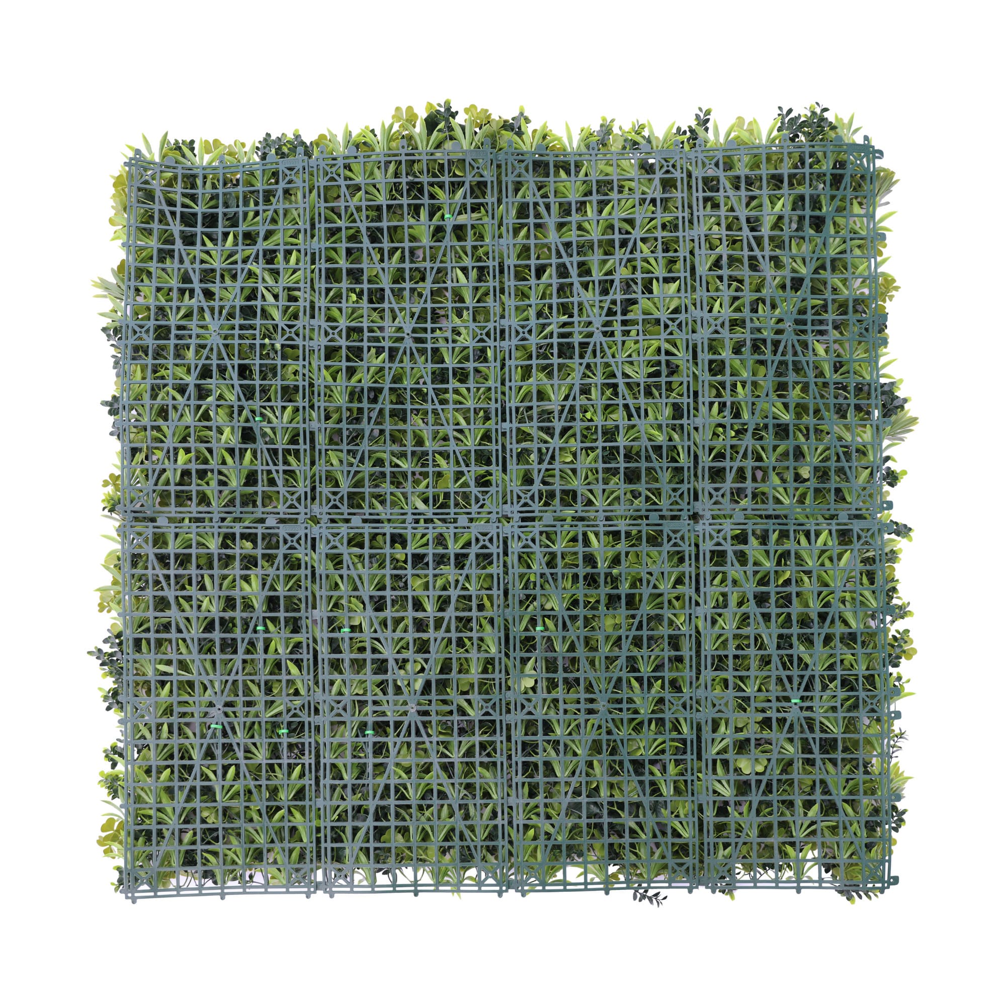 White Oasis artificial vertical garden panel by Designer Plants USA, UV resistant living wall with lush greenery, 40x40 inches.