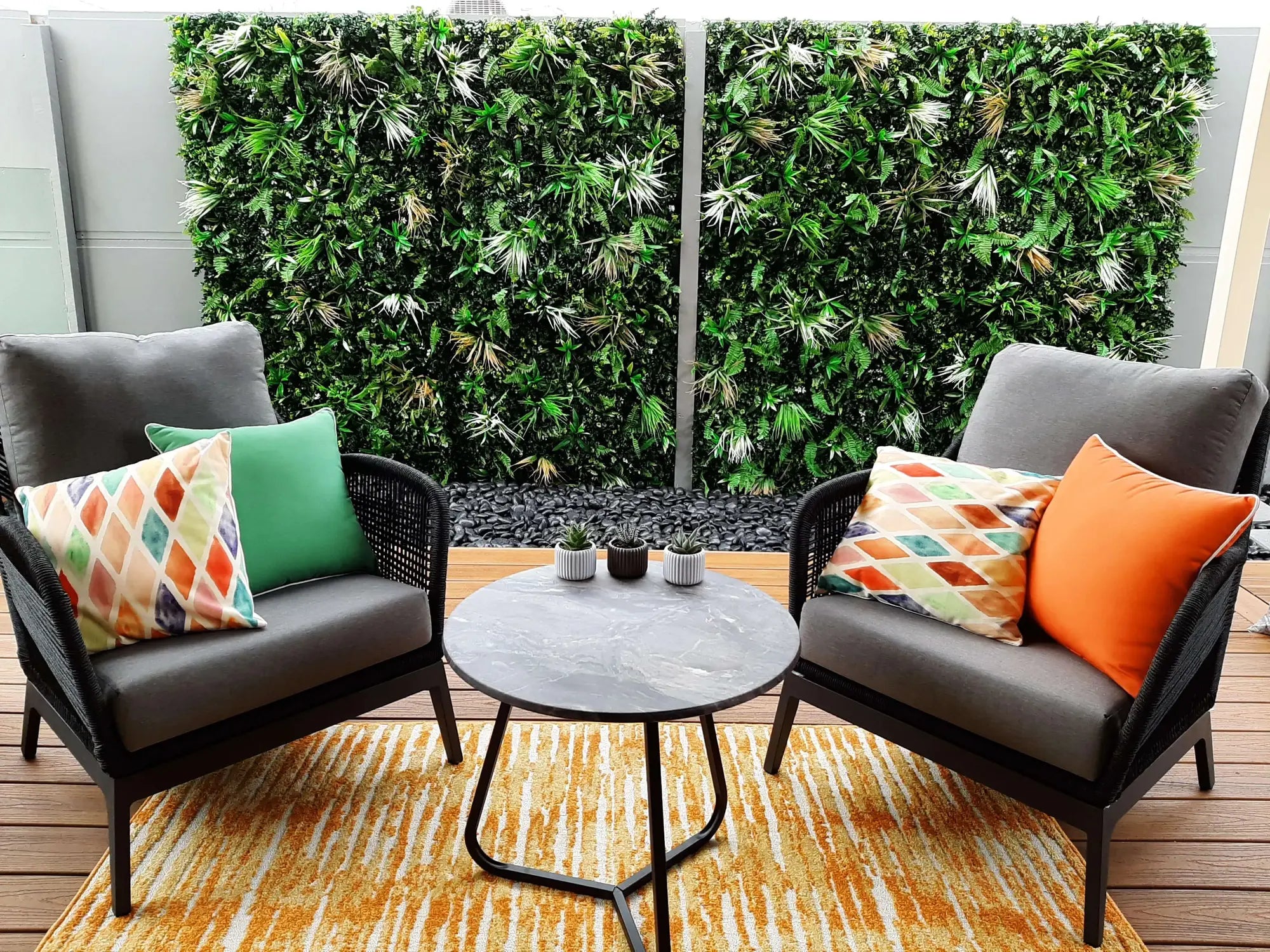 Wild Tropics artificial vertical garden panel by Designer Plants USA, UV-resistant living wall with lush green foliage, 40x40 inches.