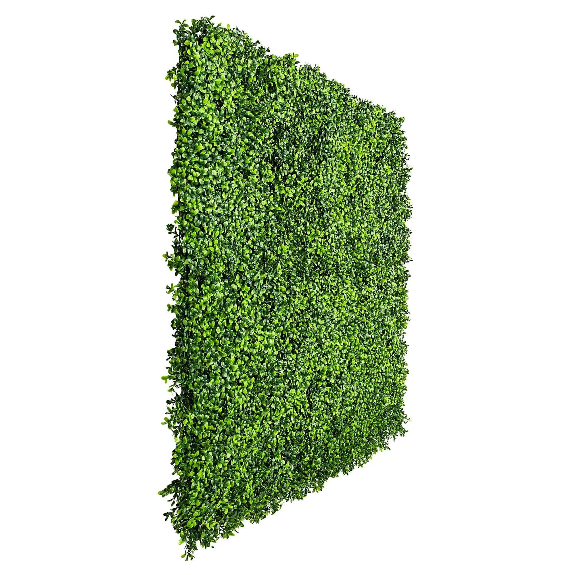 Small sample of Bright Boxwood Green Wall panel by Designer Plants USA, showcasing lush green faux plant texture.