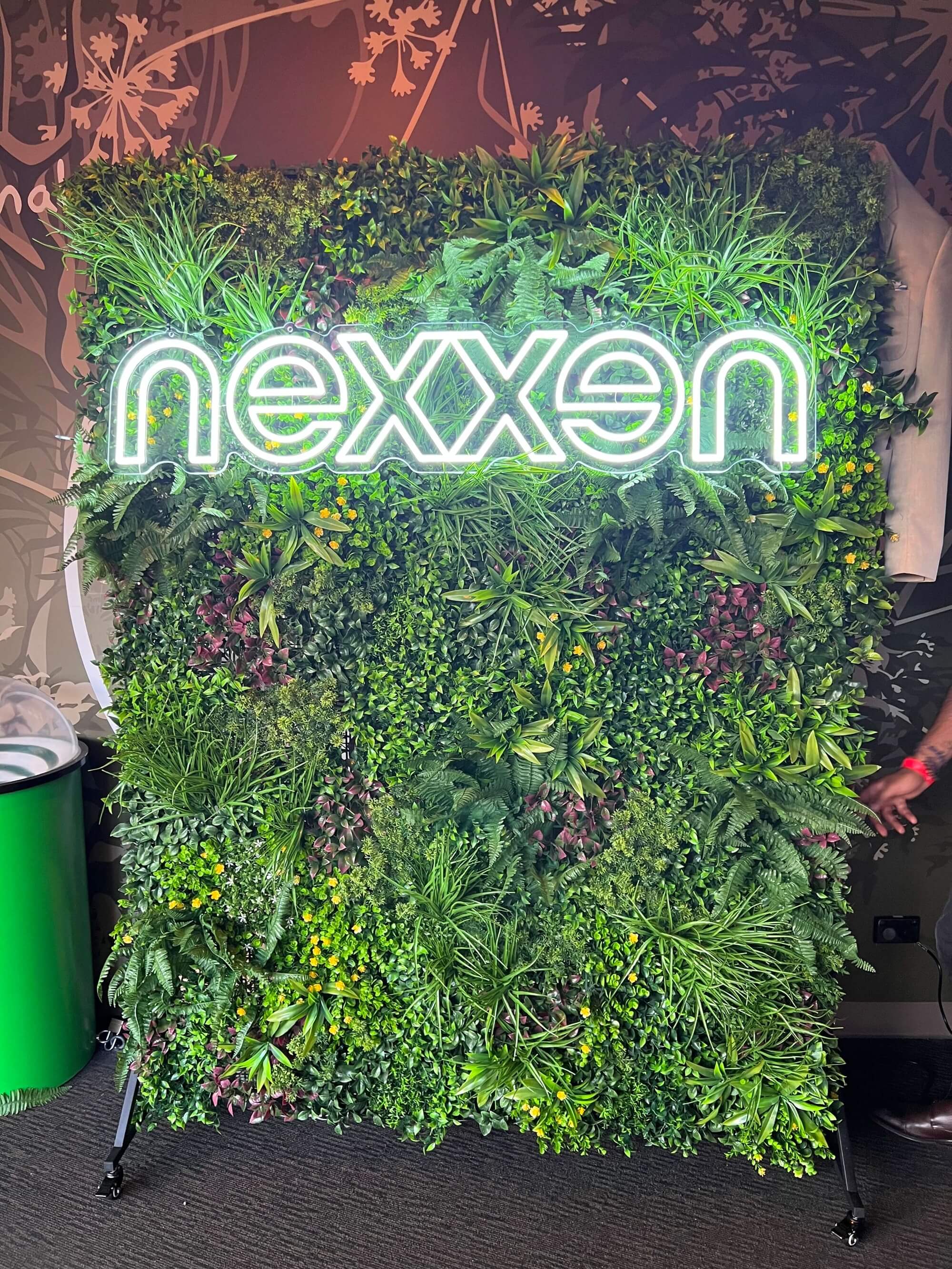 Small sample of Designer Plants USA Country Fern vertical garden panel with LED signage, suitable for event stand decoration.