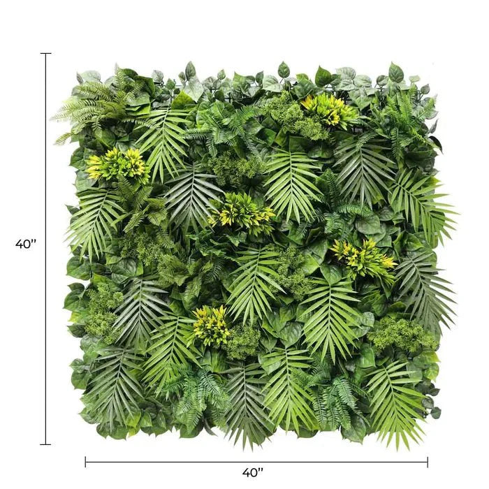Small sample of Designer Plants USA Hawaiian Sunrise flowering vertical garden with vibrant artificial tropical flowers.