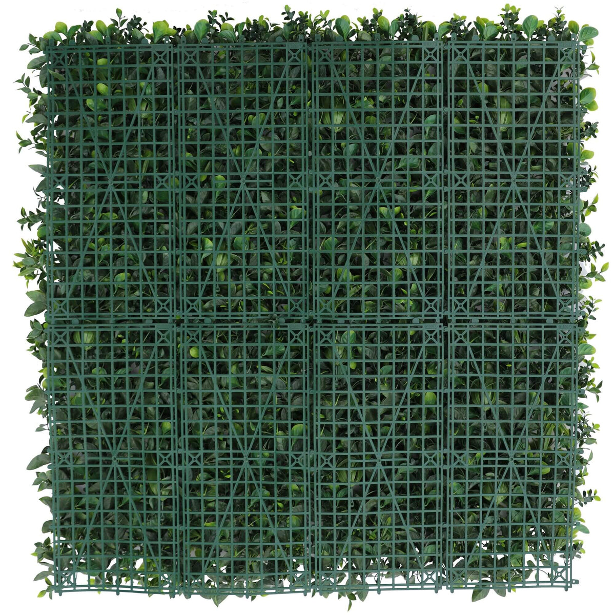 Small sample panel of Designer Plants USA lavender fields green wall with artificial lavender flowers, back view of the living wall panel.