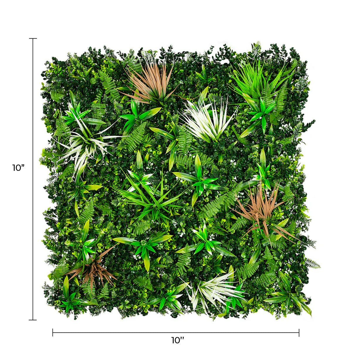 Small sample panel of Wild Tropics artificial vertical garden by Designer Plants USA, UV-resistant for commercial indoor or outdoor use.