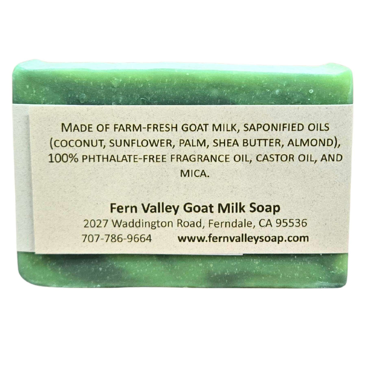 Handmade goat milk soap with refreshing cucumber melon scent from Fern Valley Soap, featuring a smooth, natural soap bar.