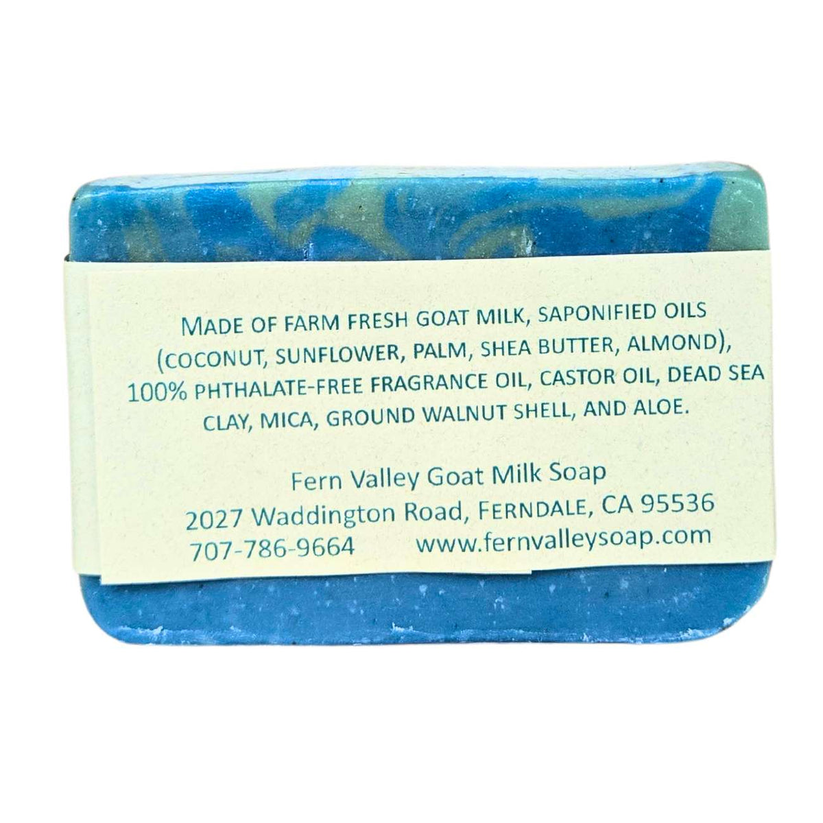 Fern Valley Goat Milk Soap with Dead Sea minerals, featuring a natural, creamy soap bar with seaside-inspired packaging.