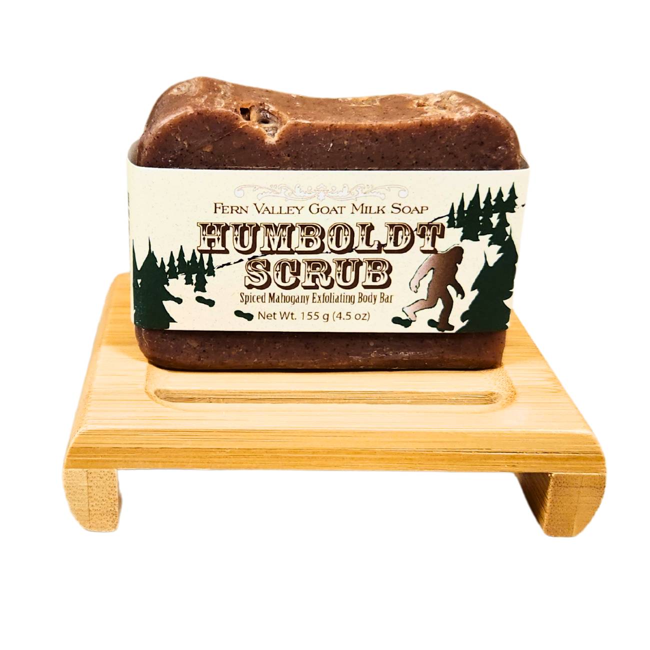 Fern Valley Goat Milk Soap, exfoliating Humboldt Scrub with spiced mahogany scent, creamy natural goat milk body bar