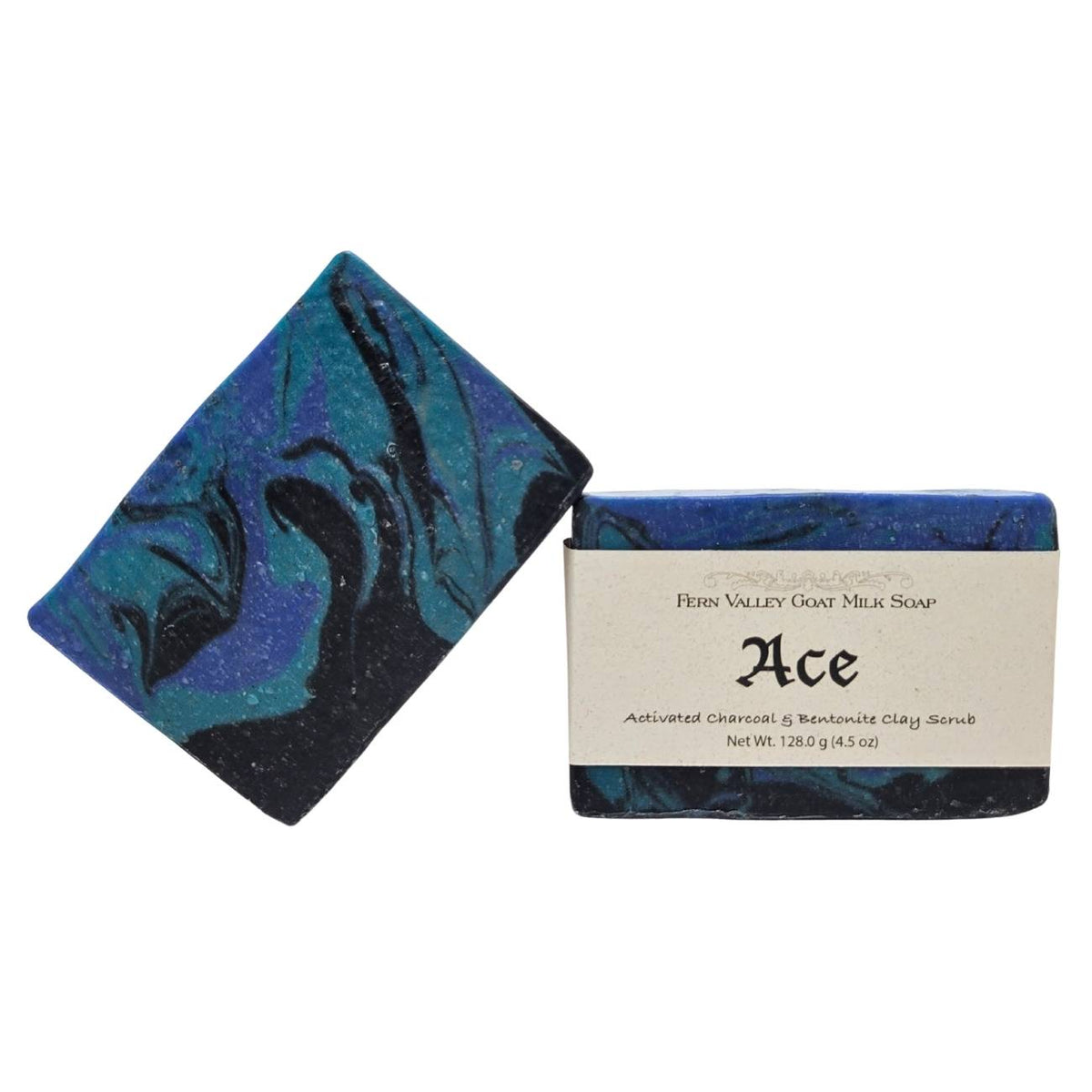 Fern Valley Soap natural goat milk exfoliating soap for men, featuring a creamy lather and soothing texture in a bar form.