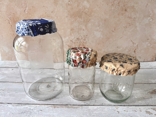 Five Oaks Farm from the Farm mushroom-shaped jar covers in autumn colors, designed for preserving and decorating jars.