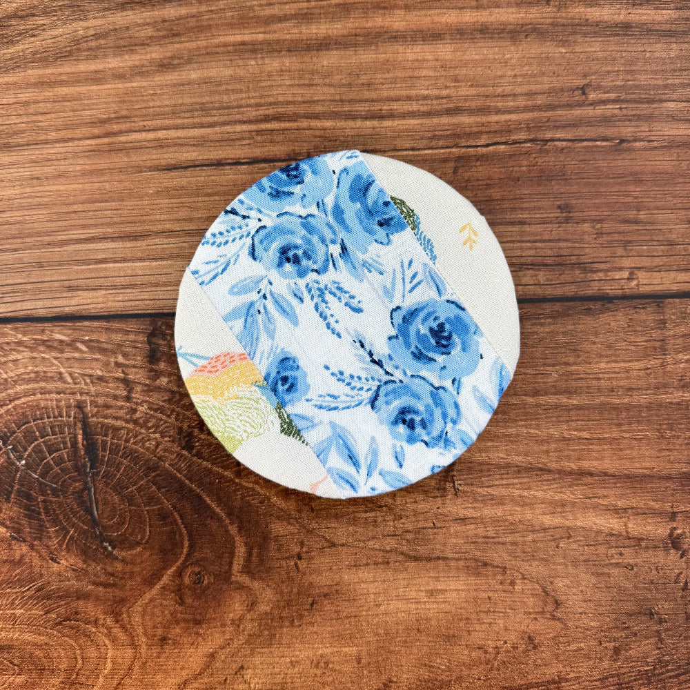 Tiny mushroom jar covers from Five Oaks Farm's From the Farm collection, featuring autumn-themed mushroom designs.